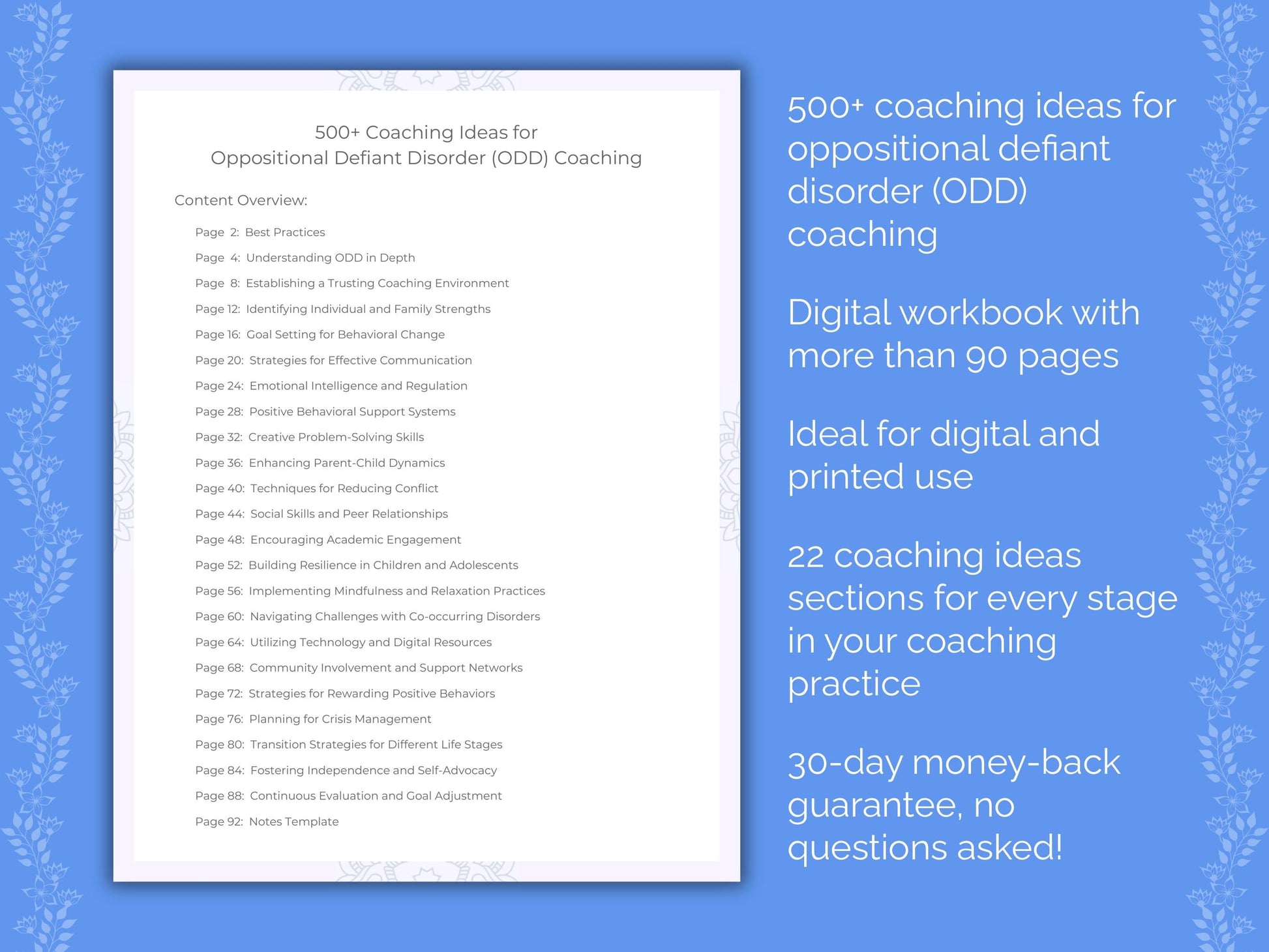 Oppositional Defiant Disorder (ODD) Coaching Worksheets