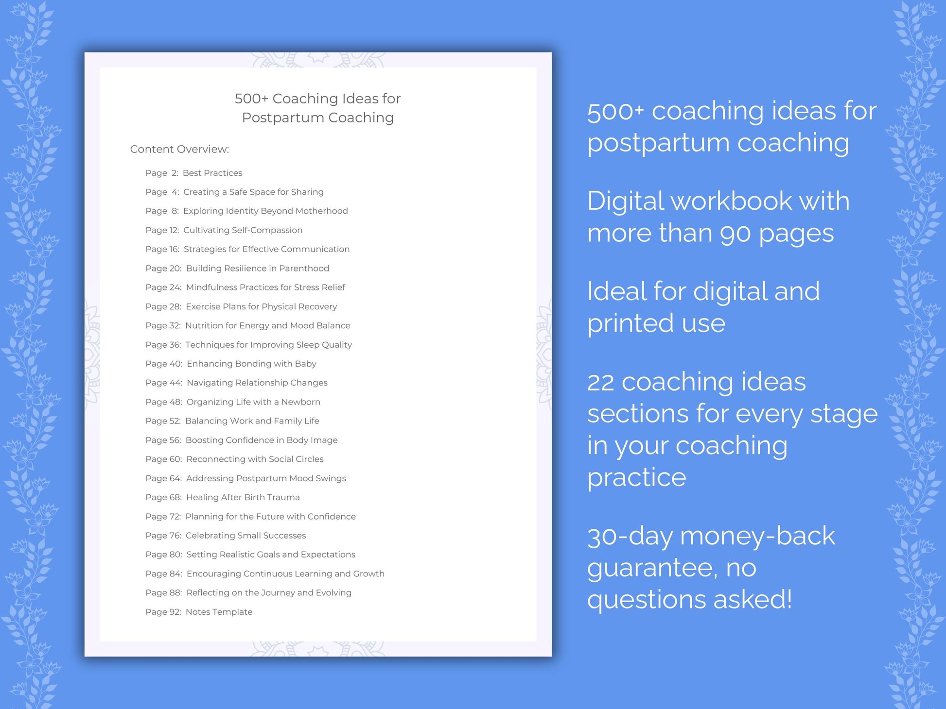 Postpartum Coaching Worksheets