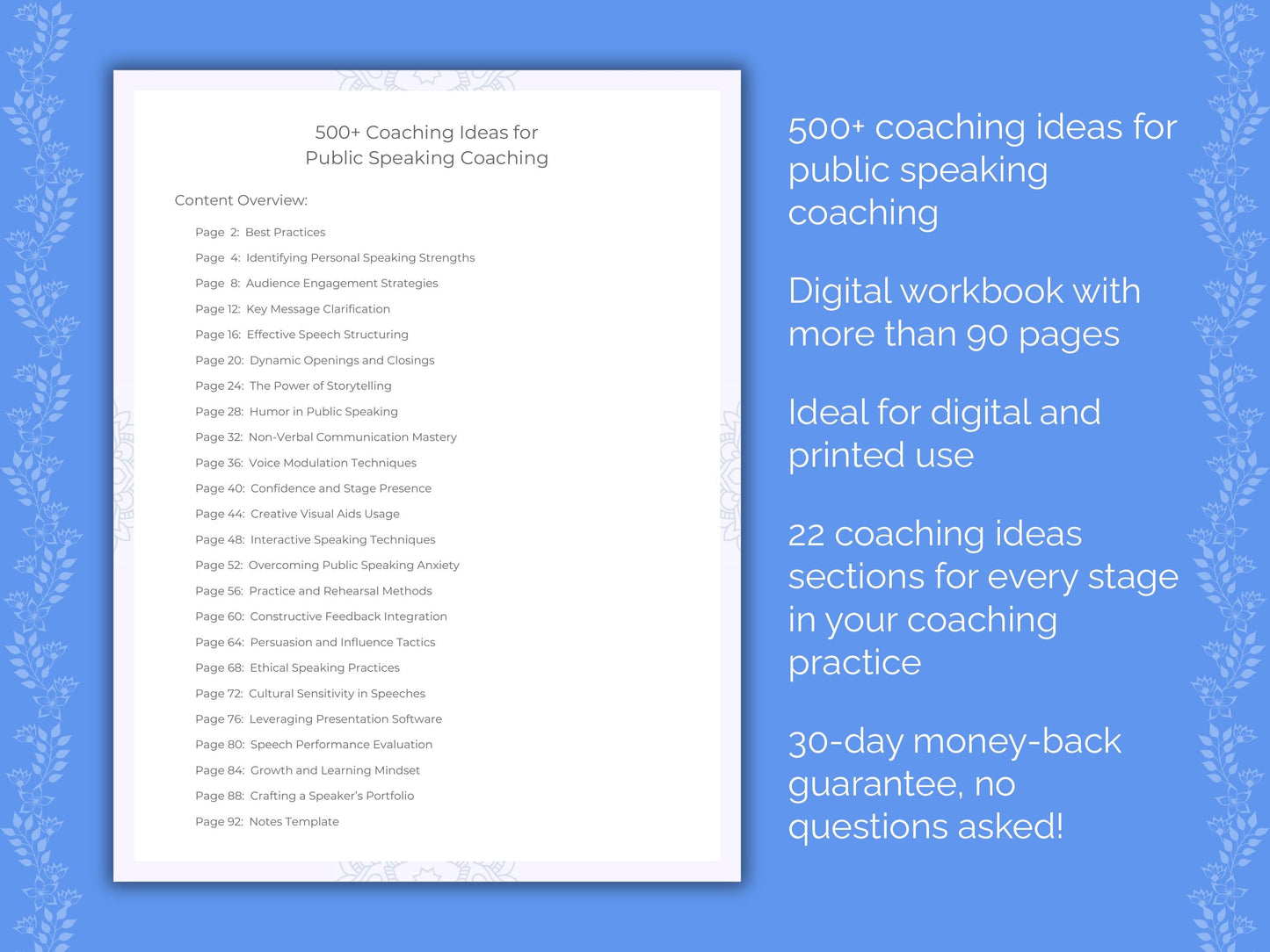 Public Speaking Coaching Worksheets