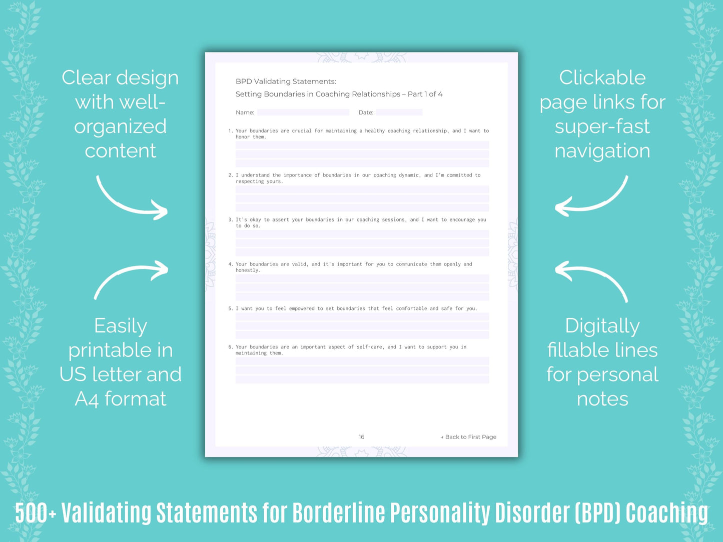 Borderline Personality Disorder (BPD) Coaching Templates