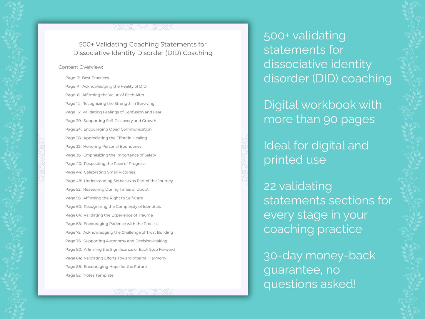 Dissociative Identity Disorder (DID) Coaching Worksheets