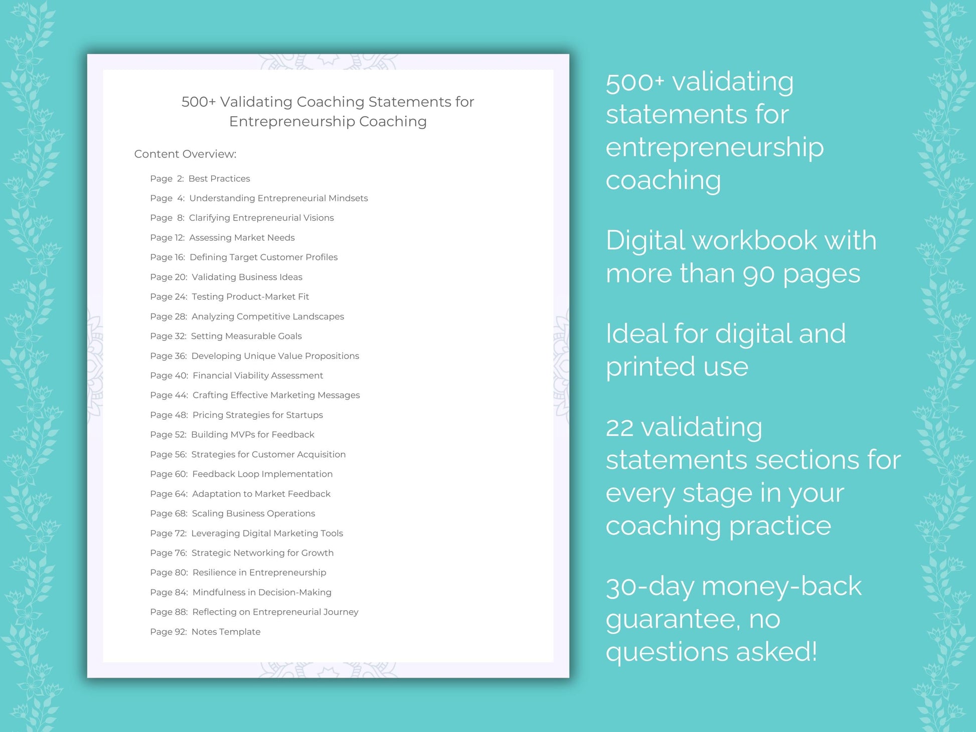 Entrepreneurship Coaching Worksheets