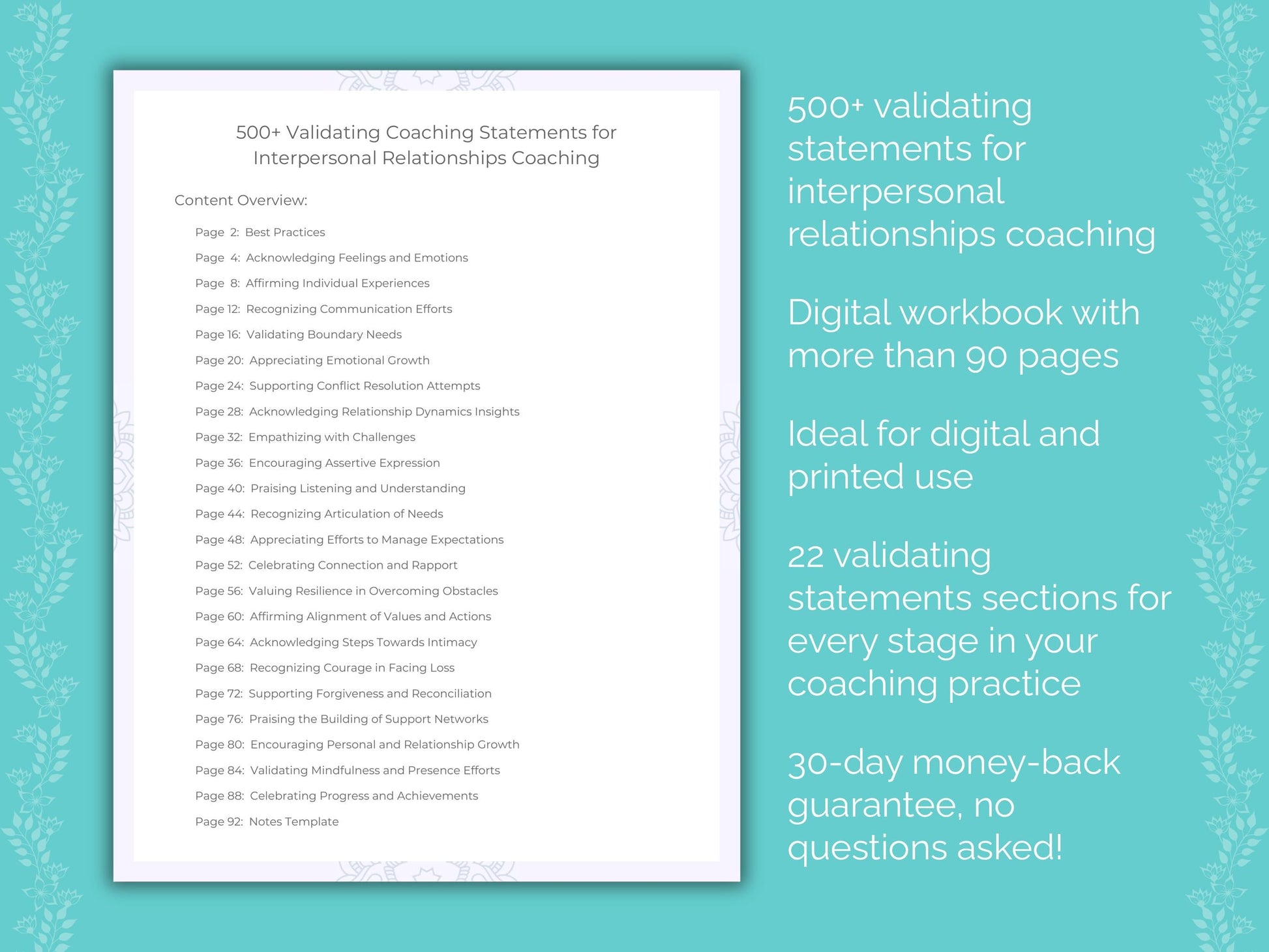 Interpersonal Relationships Coaching Worksheets