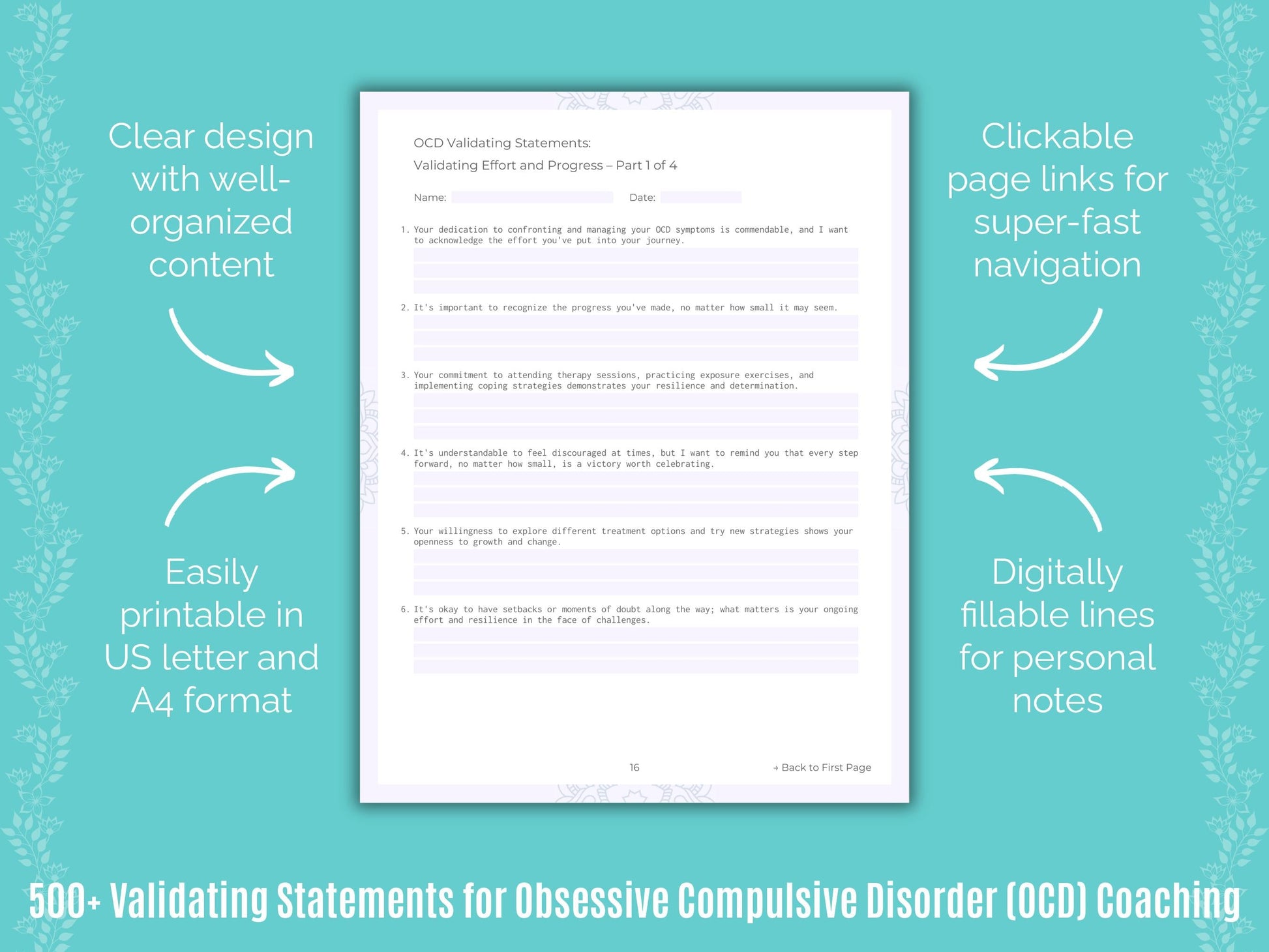 Obsessive Compulsive Disorder (OCD) Coaching Templates