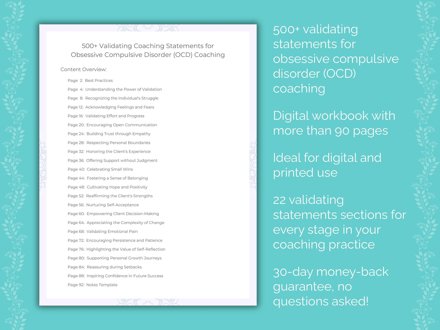 Obsessive Compulsive Disorder (OCD) Coaching Worksheets