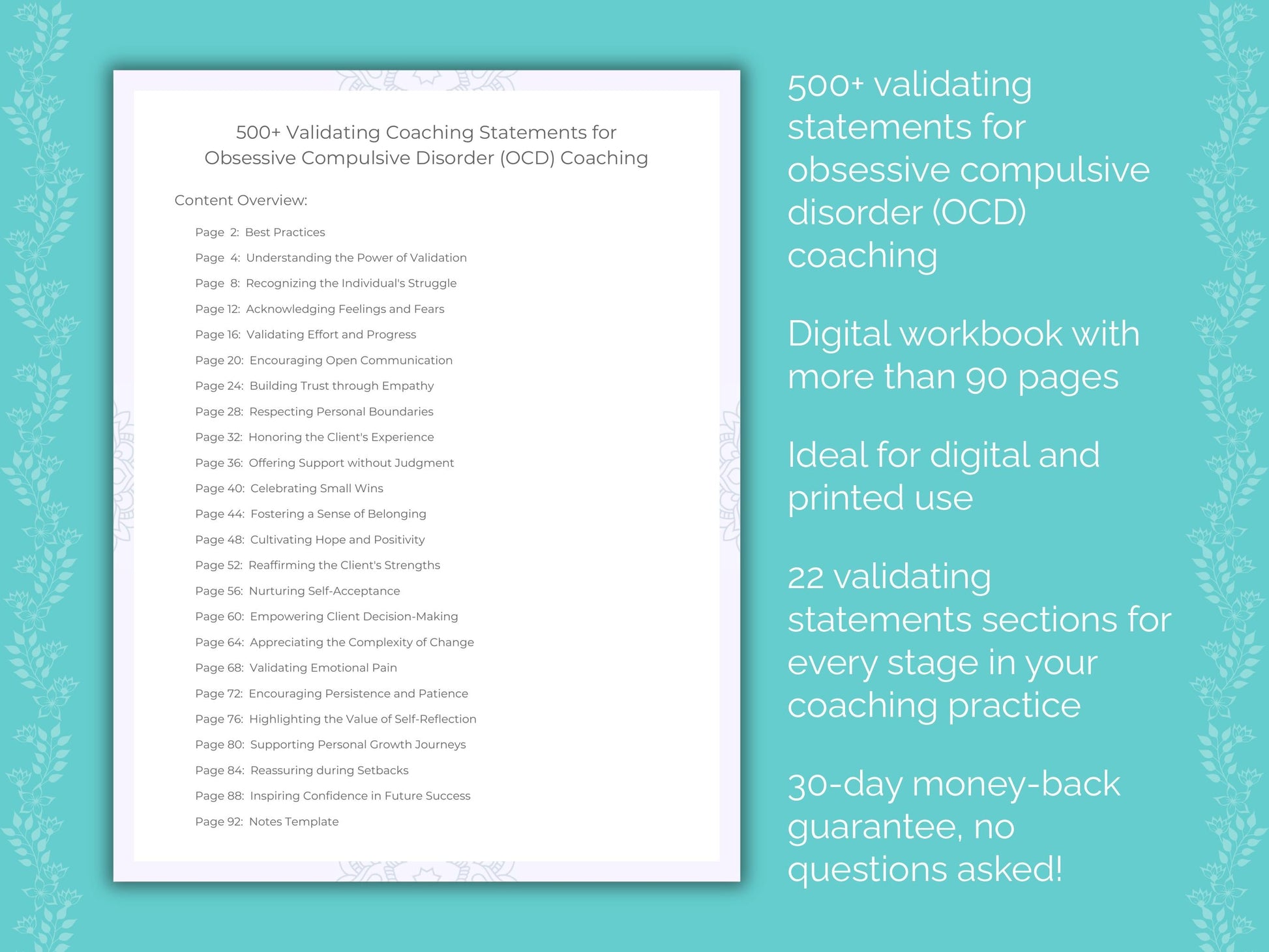 Obsessive Compulsive Disorder (OCD) Coaching Worksheets