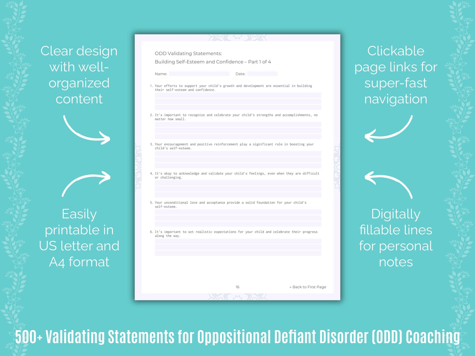 Oppositional Defiant Disorder (ODD) Coaching Templates