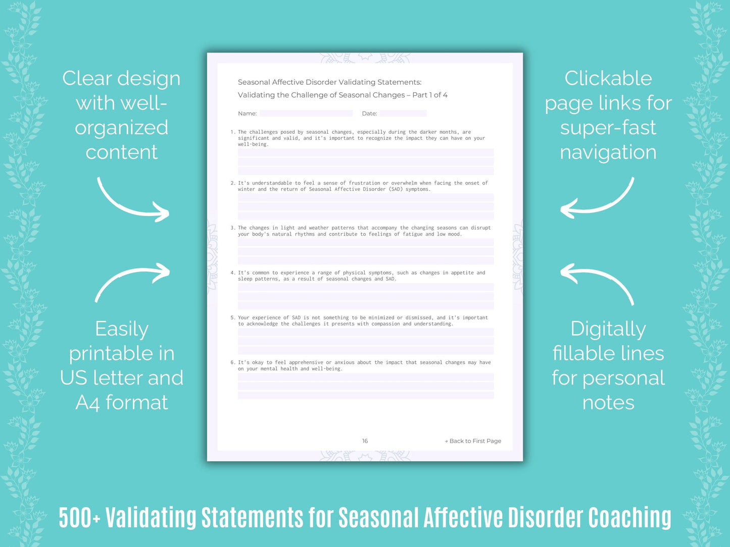 Seasonal Affective Disorder Coaching Templates