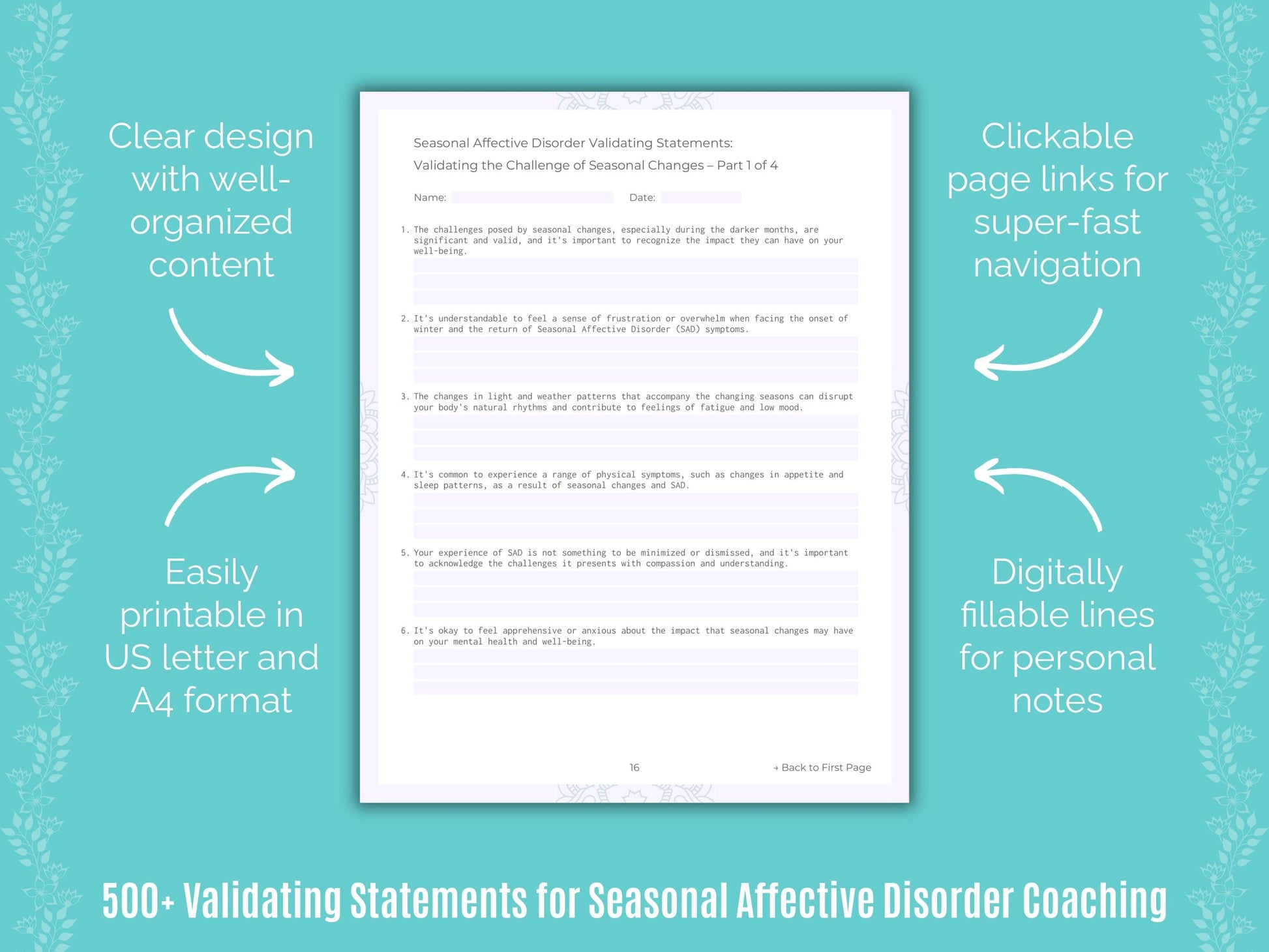 Seasonal Affective Disorder Coaching Templates