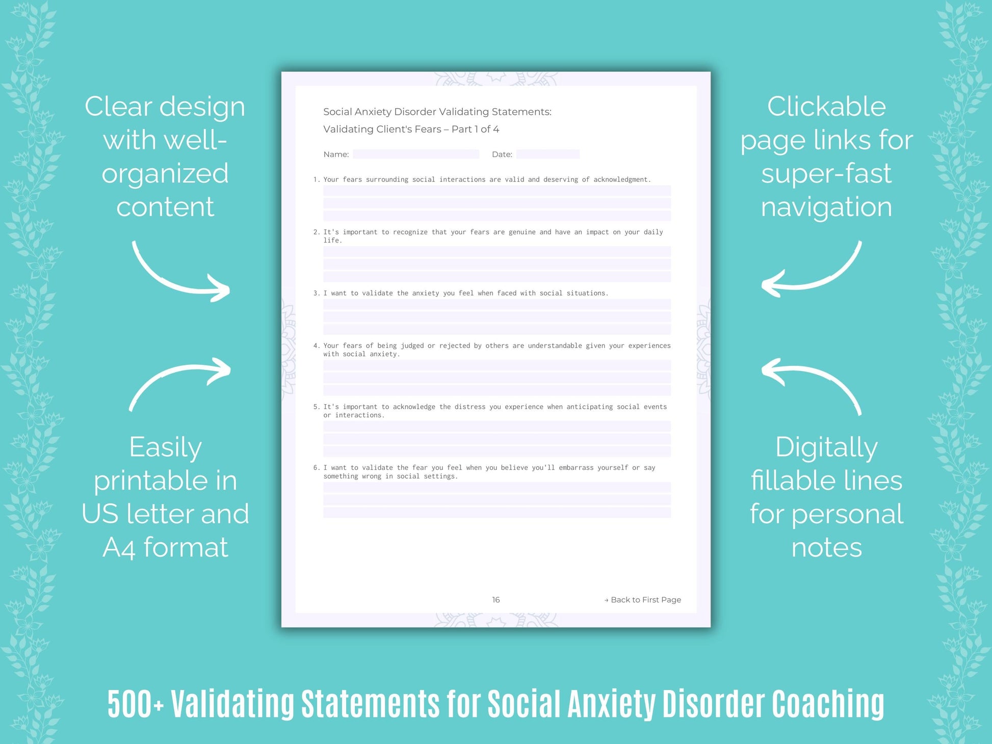 Social Anxiety Disorder Coaching Templates