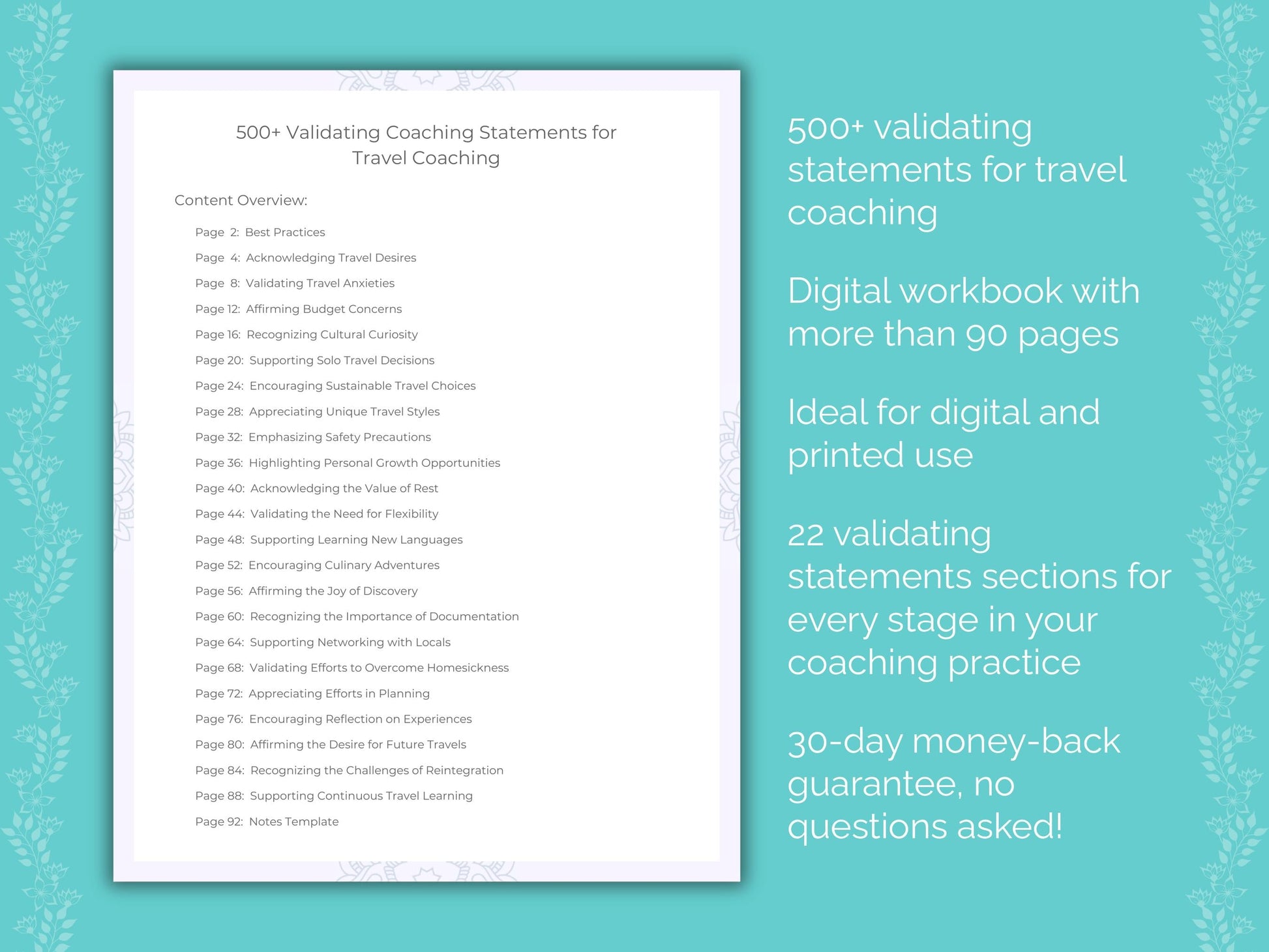 Travel Coaching Worksheets