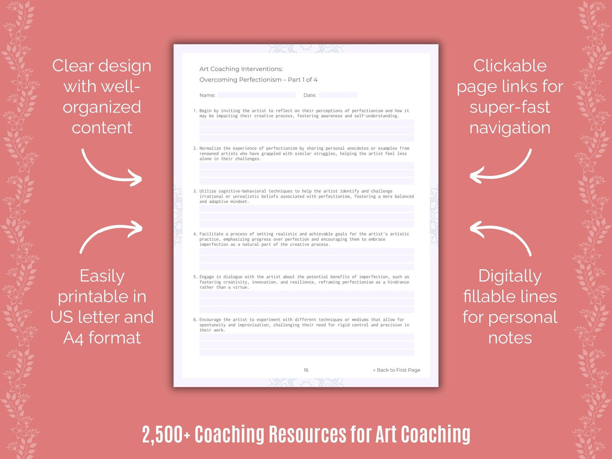 Art Coaching Cheat Sheets