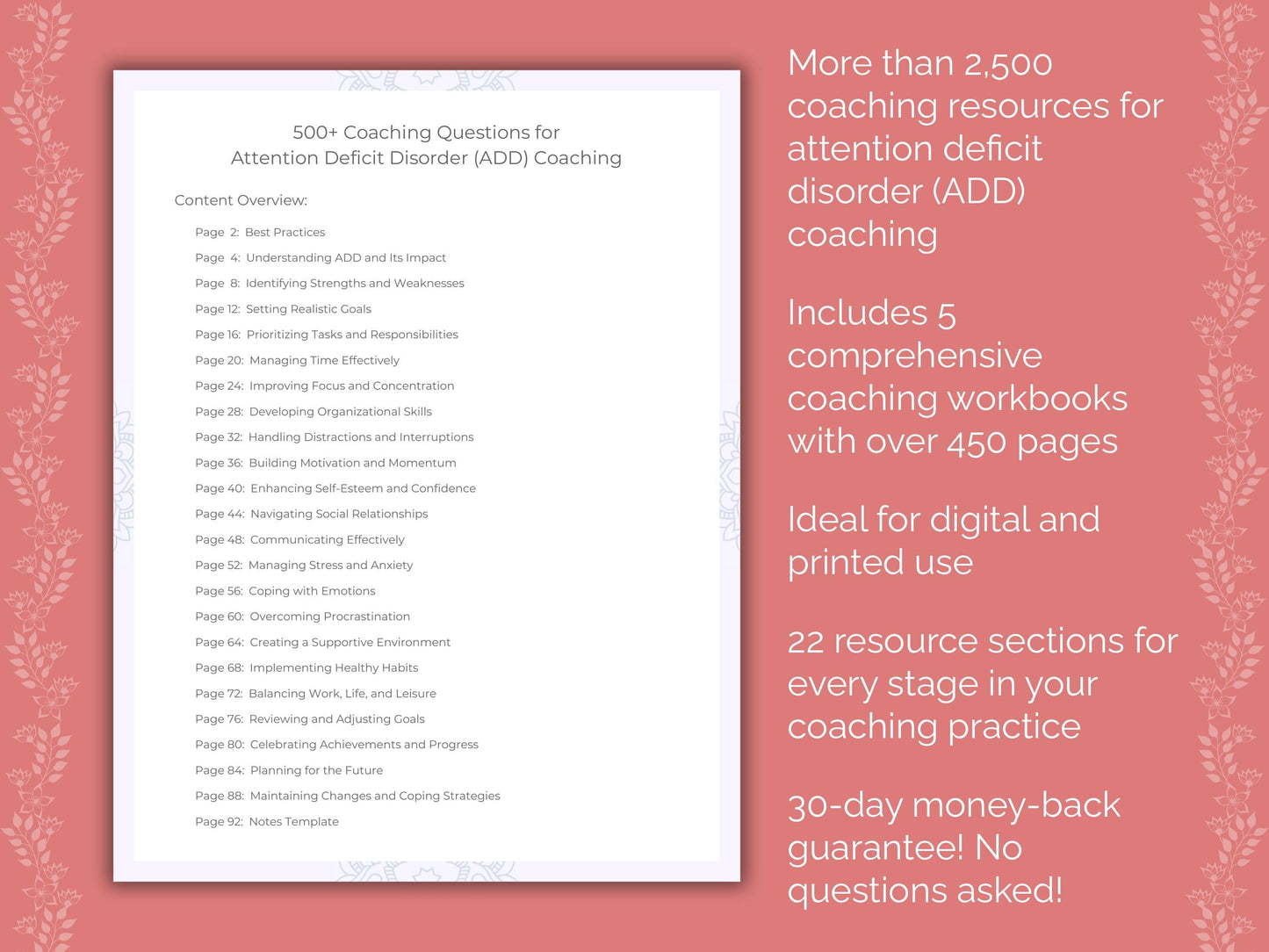 Attention Deficit Disorder (ADD) Coaching Templates