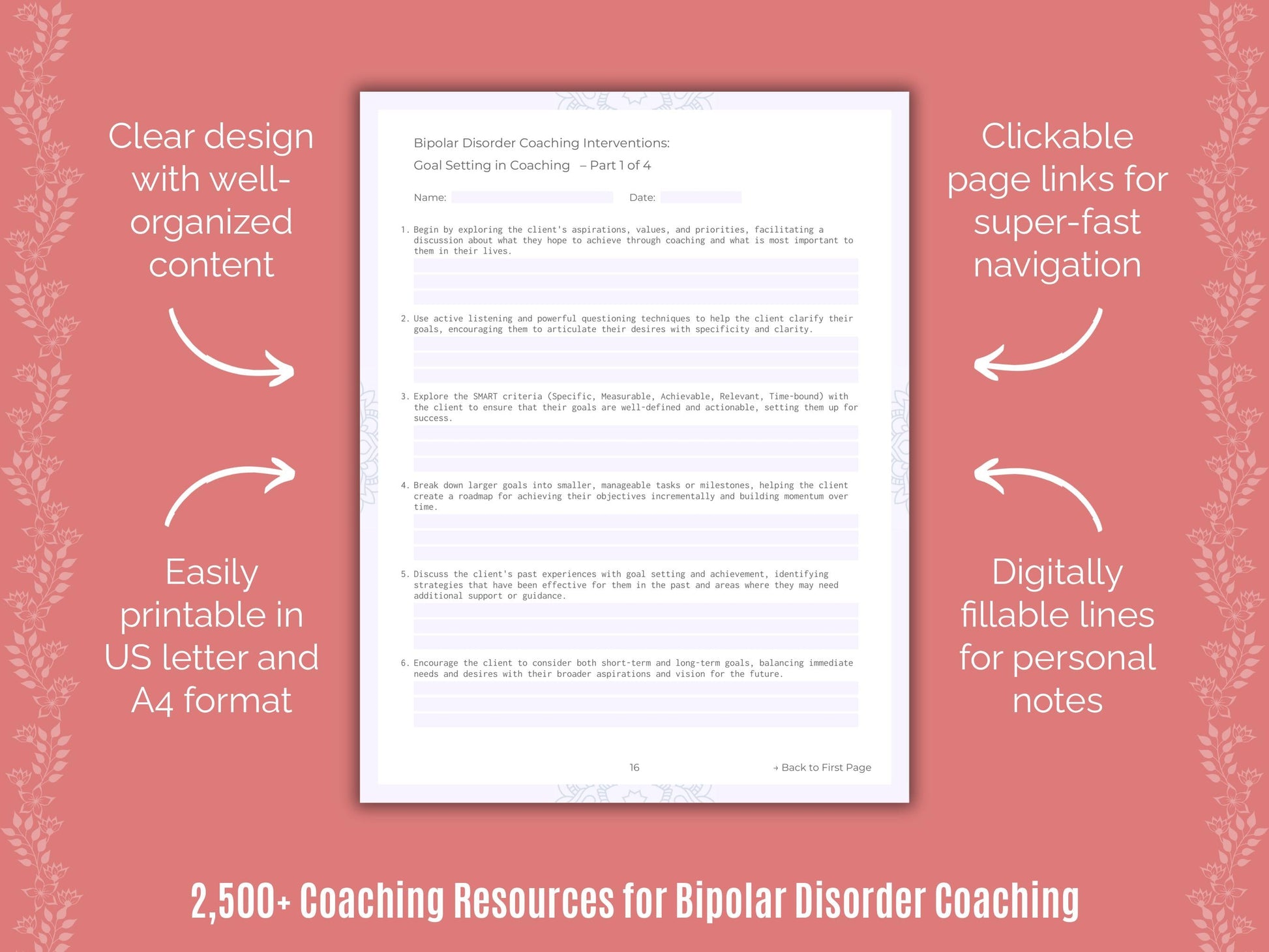 Bipolar Disorder Coaching Cheat Sheets