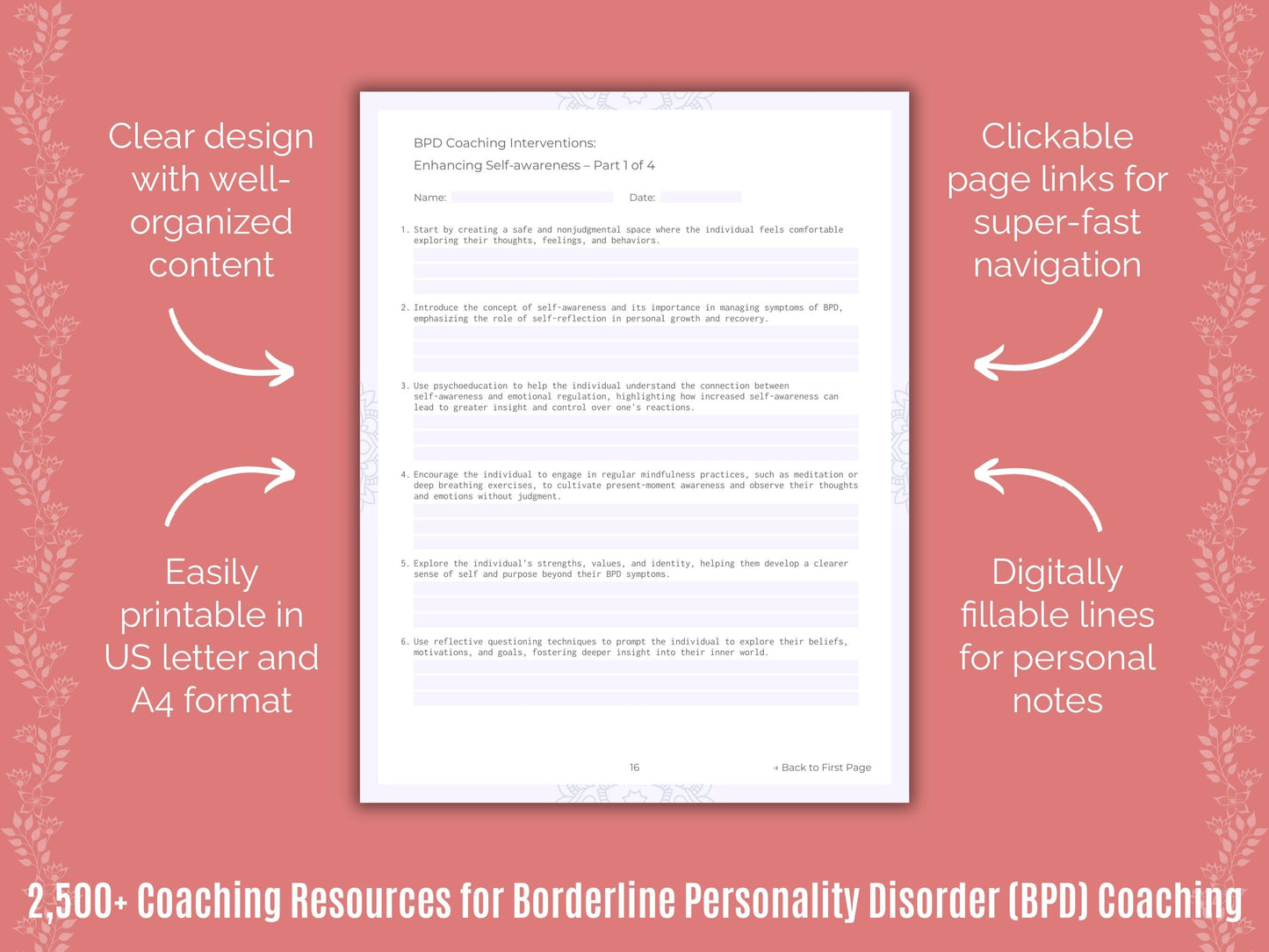 Borderline Personality Disorder (BPD) Coaching Cheat Sheets