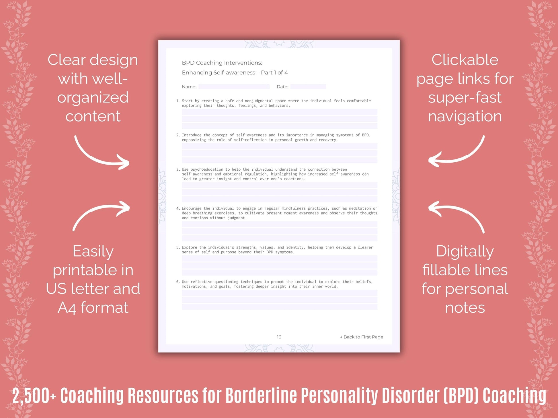 Borderline Personality Disorder (BPD) Coaching Cheat Sheets