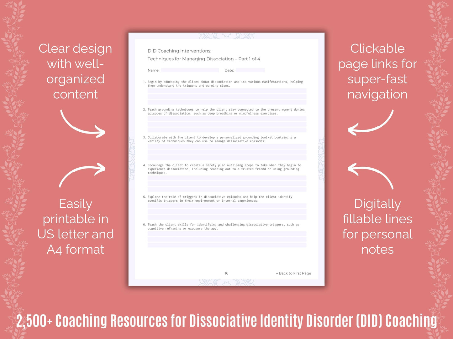 Dissociative Identity Disorder (DID) Coaching Cheat Sheets