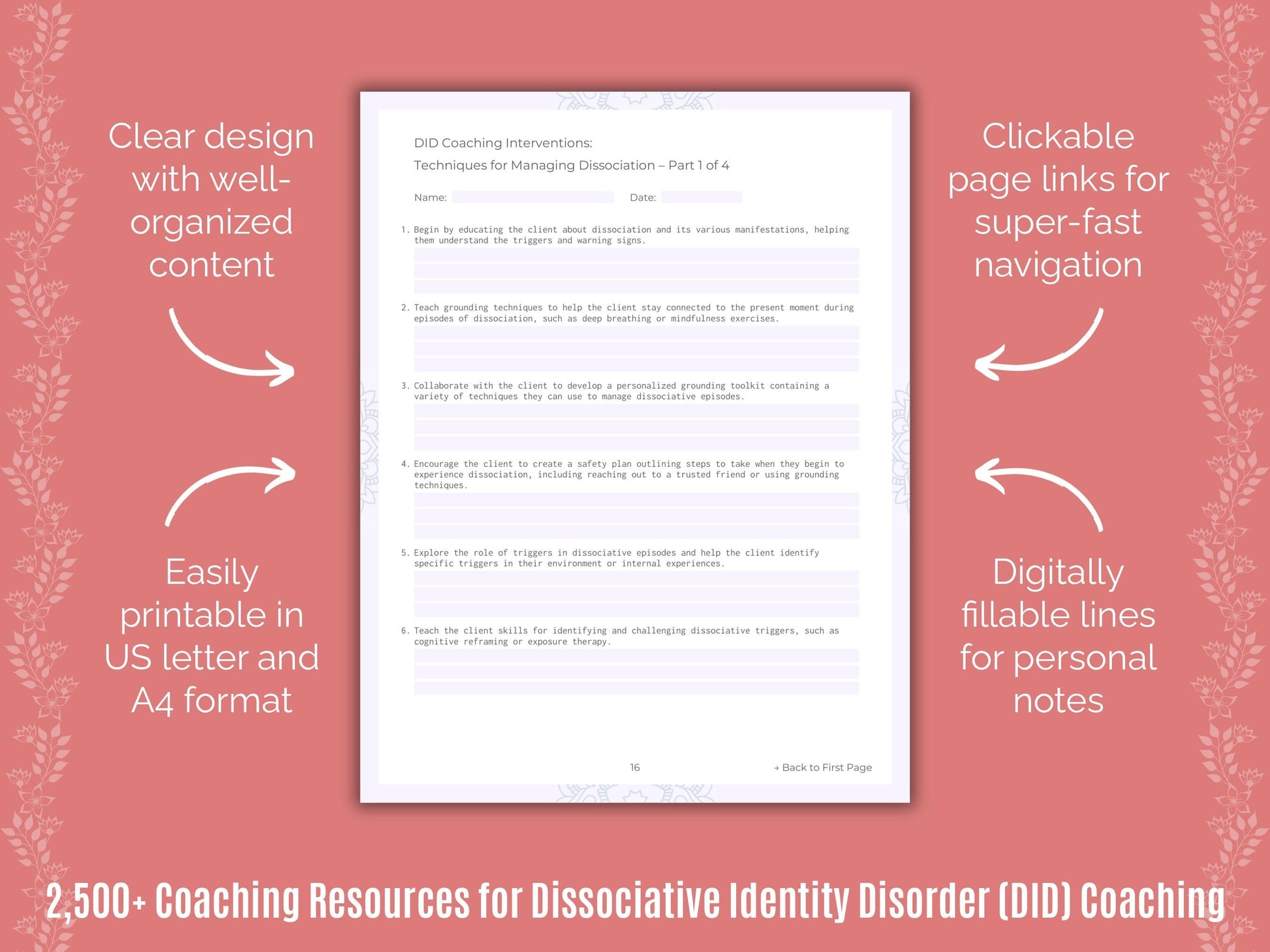 Dissociative Identity Disorder (DID) Coaching Cheat Sheets