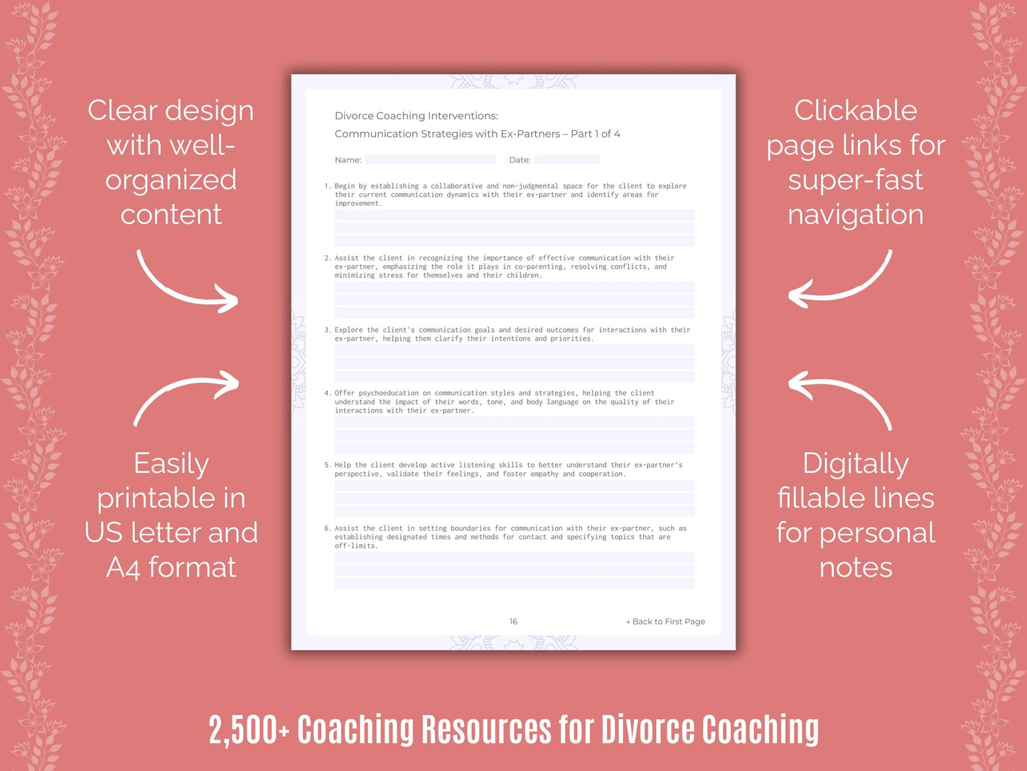 Divorce Coaching Cheat Sheets