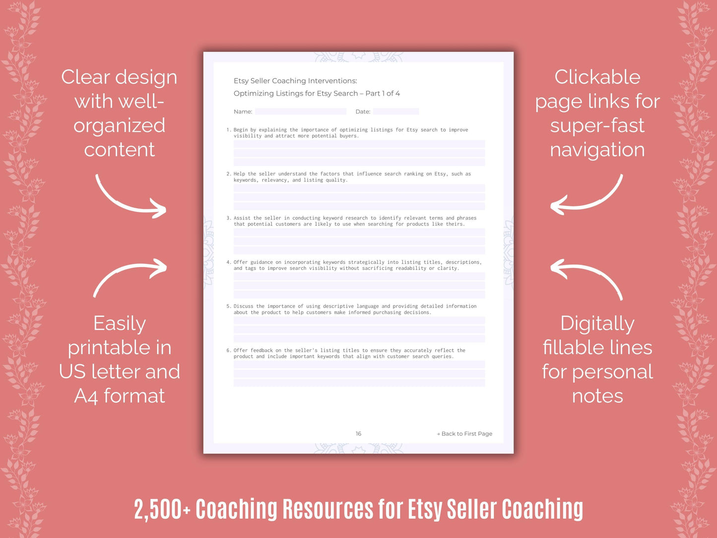 Etsy Seller Coaching Cheat Sheets