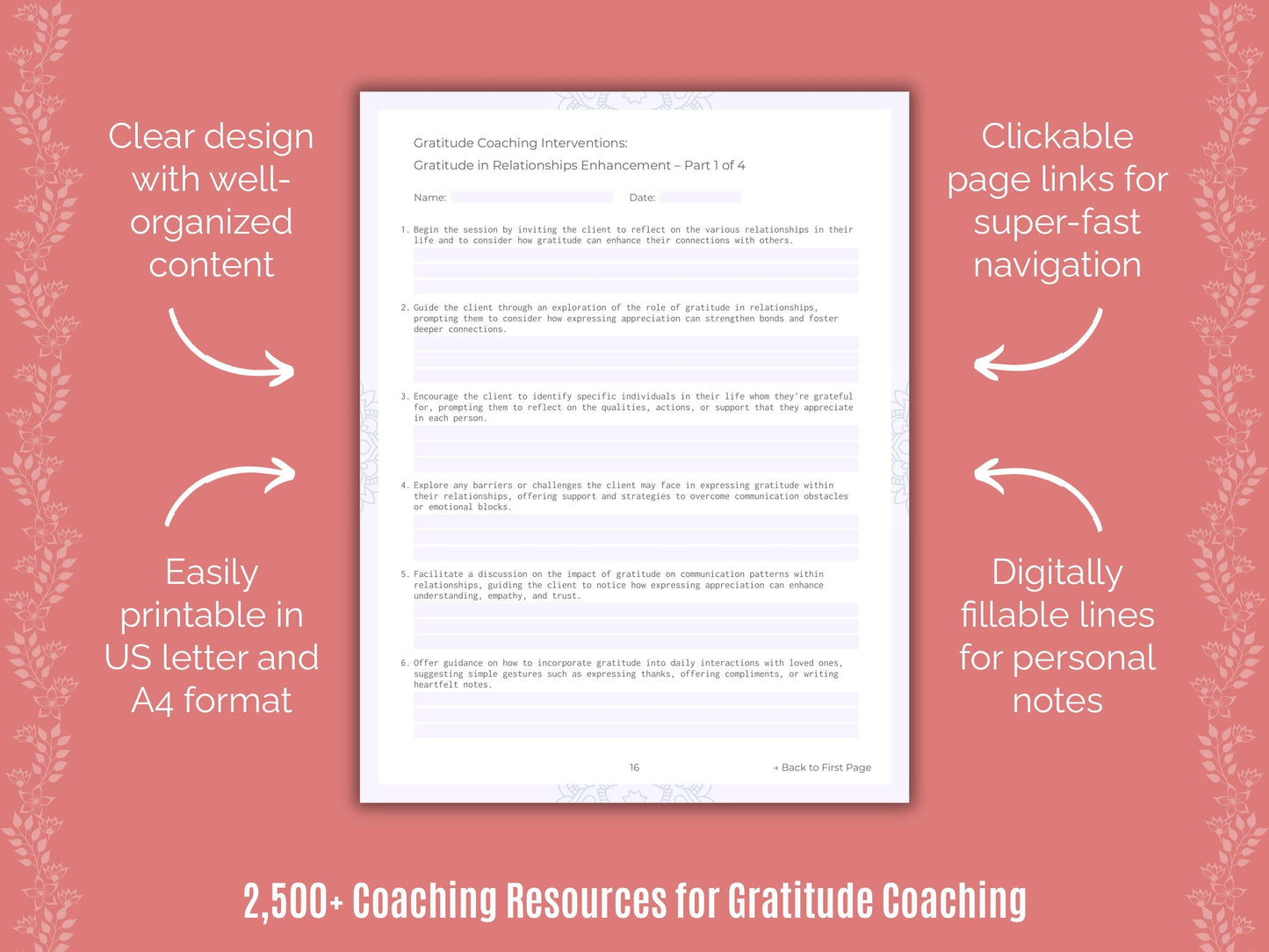 Gratitude Coaching Cheat Sheets