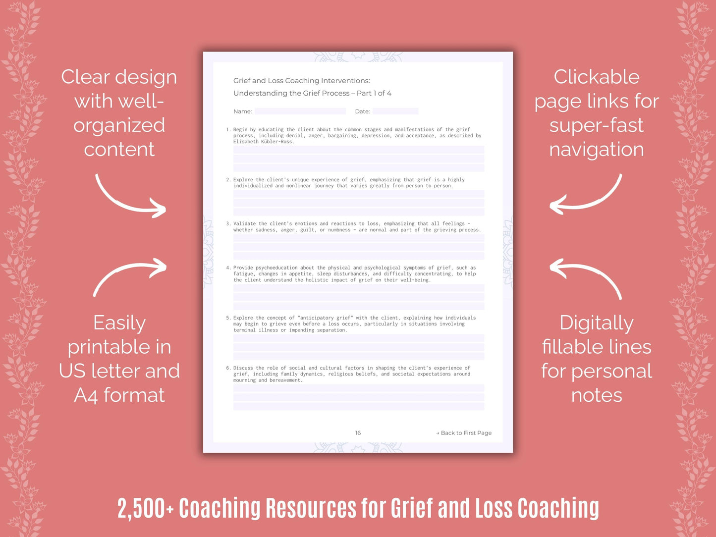 Grief and Loss Coaching Cheat Sheets