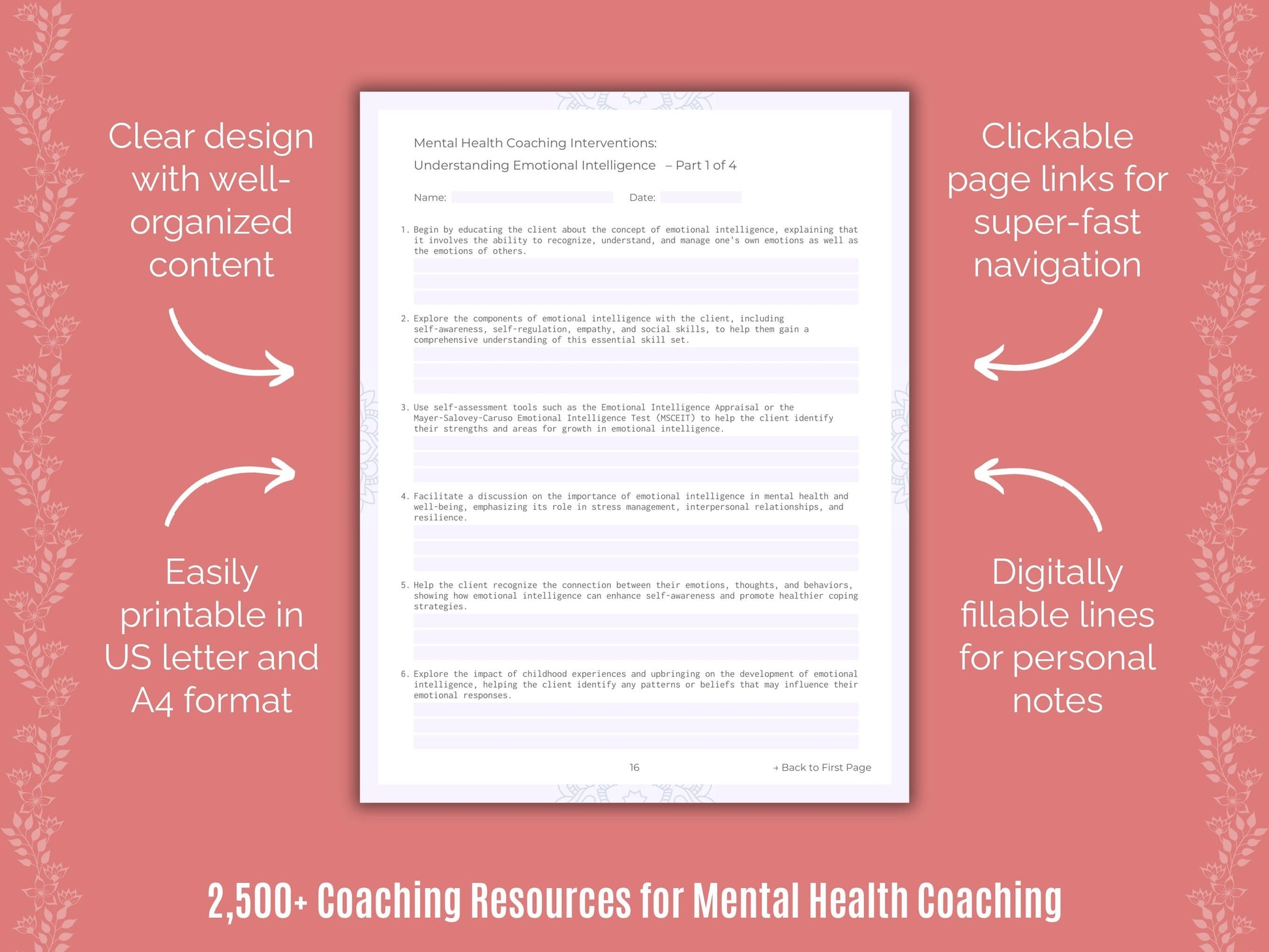 Mental Health Coaching Cheat Sheets