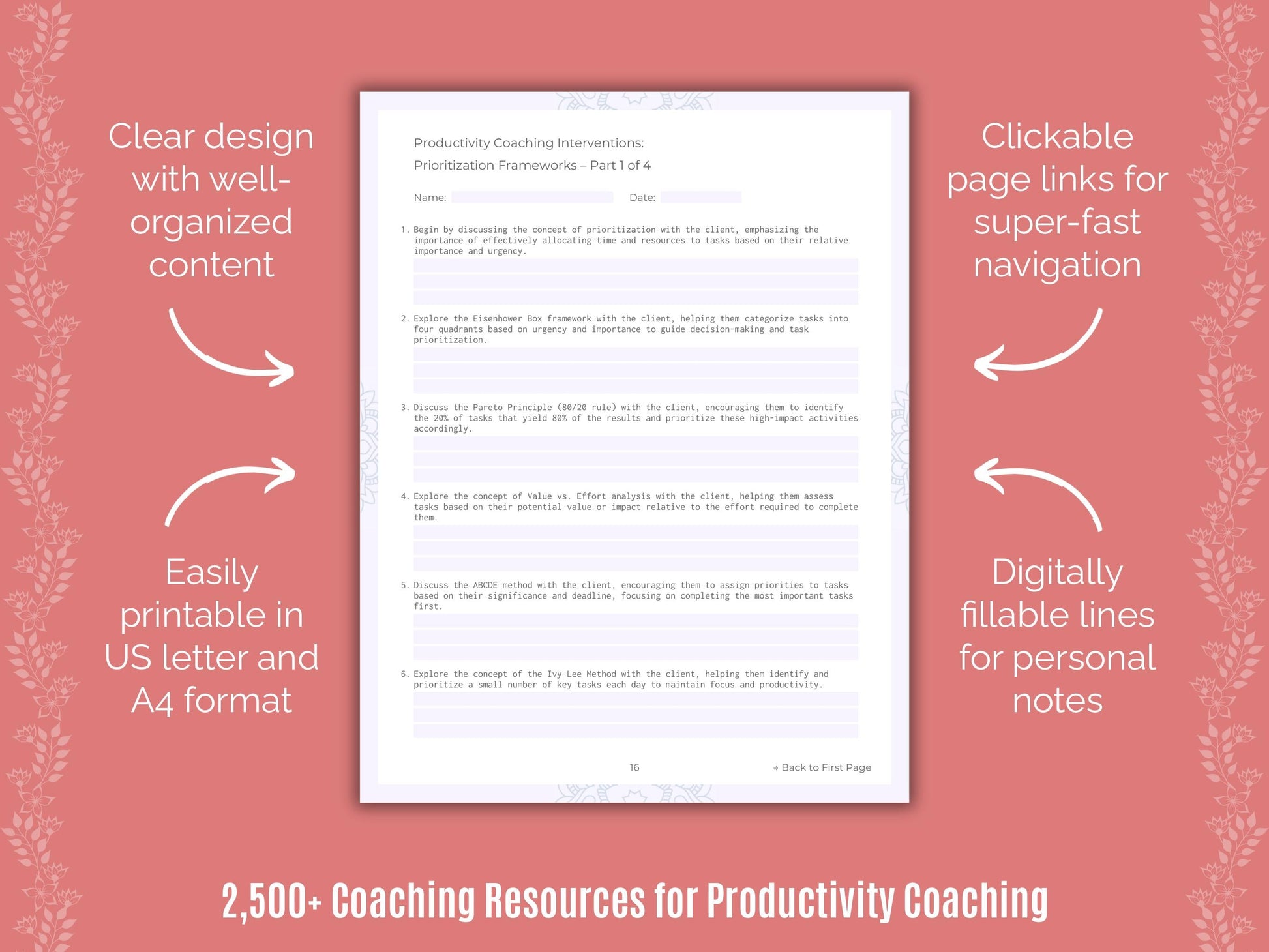 Productivity Coaching Cheat Sheets