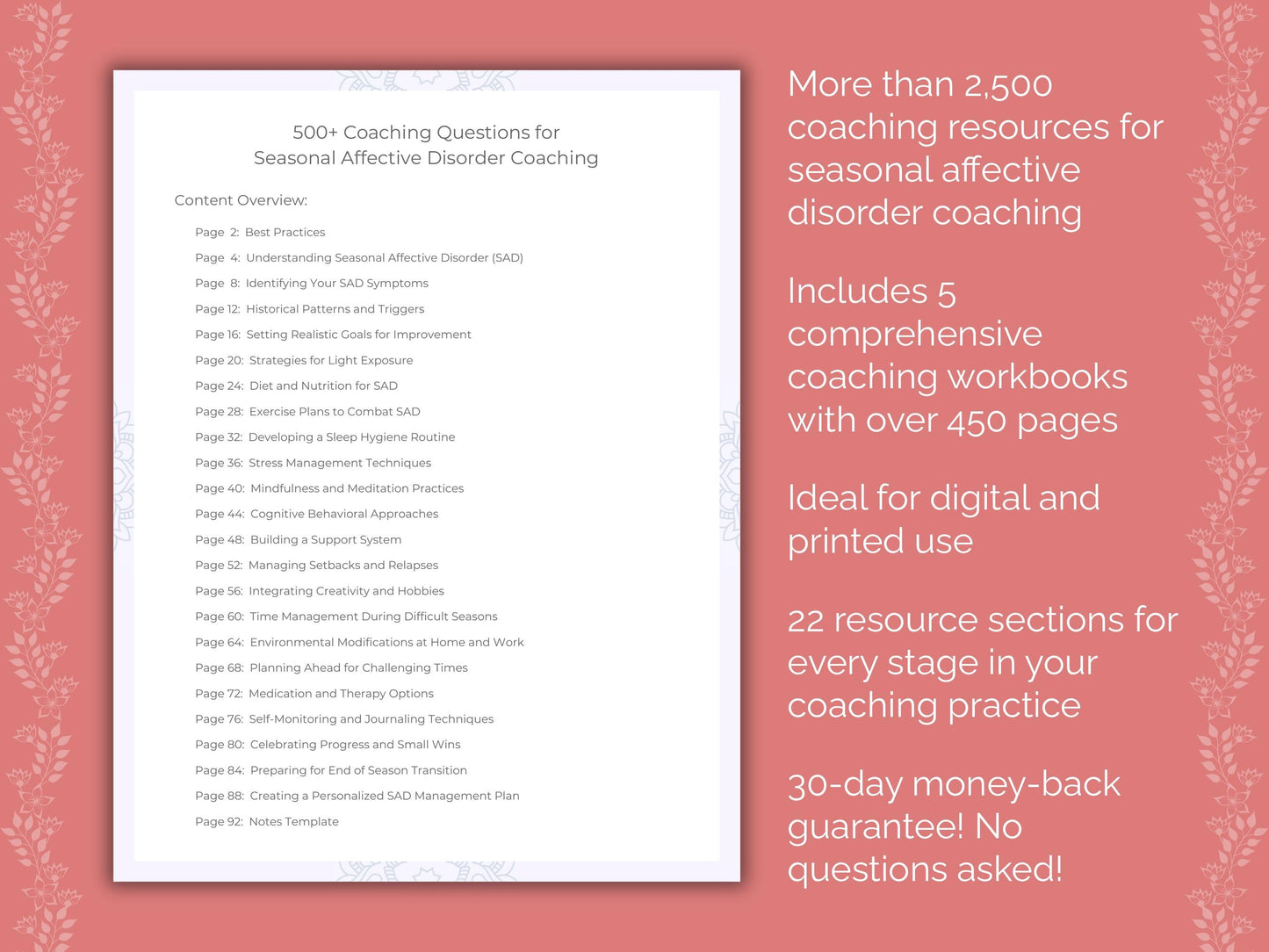 Seasonal Affective Disorder Coaching Templates