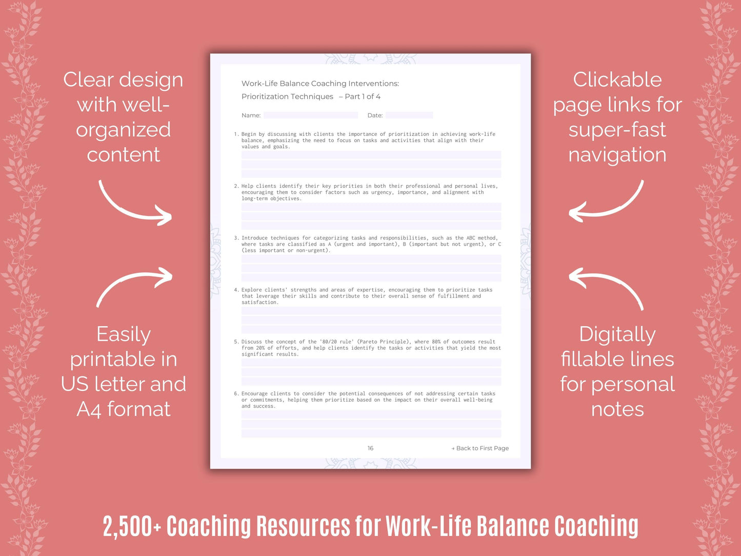 Work-Life Balance Coaching Cheat Sheets