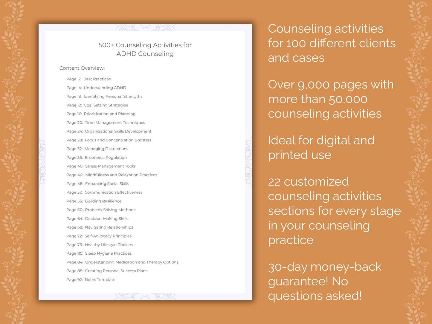 Counseling Activities Counselor Cheat Sheets