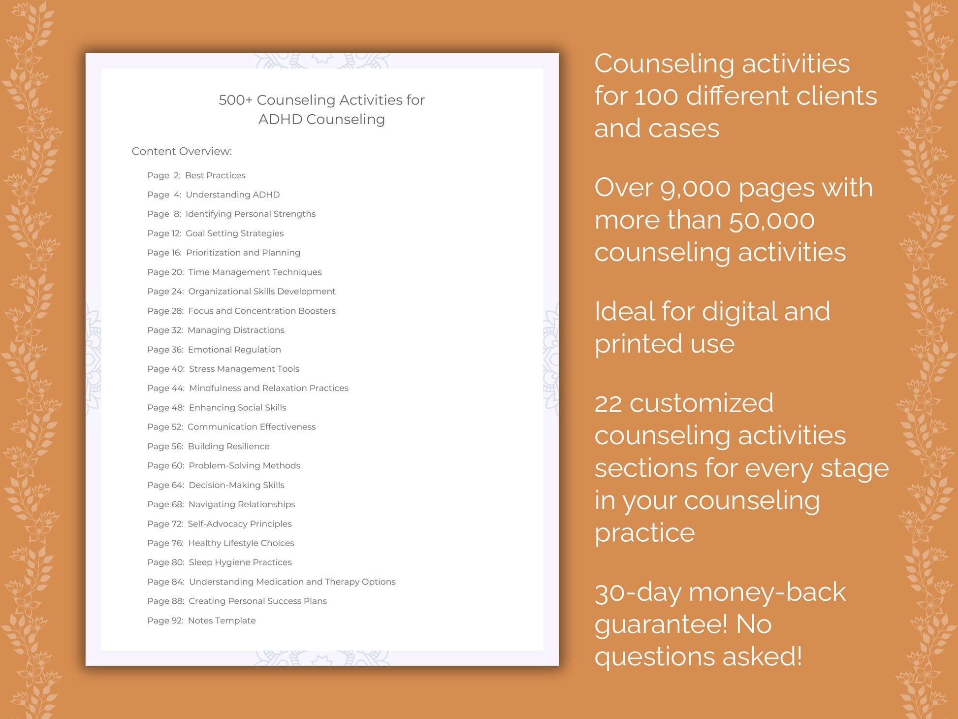 Counseling Activities Counselor Cheat Sheets