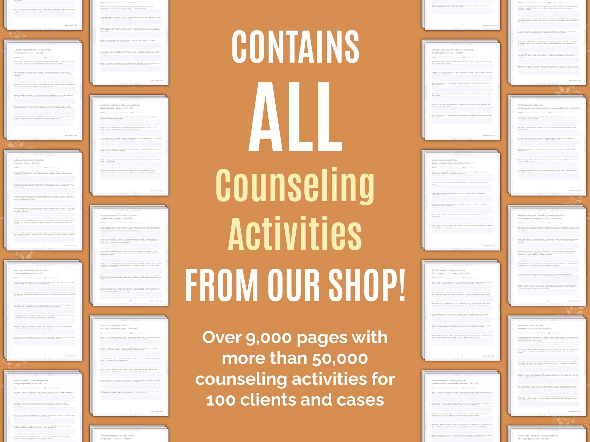 Counseling Activities Therapist Worksheets