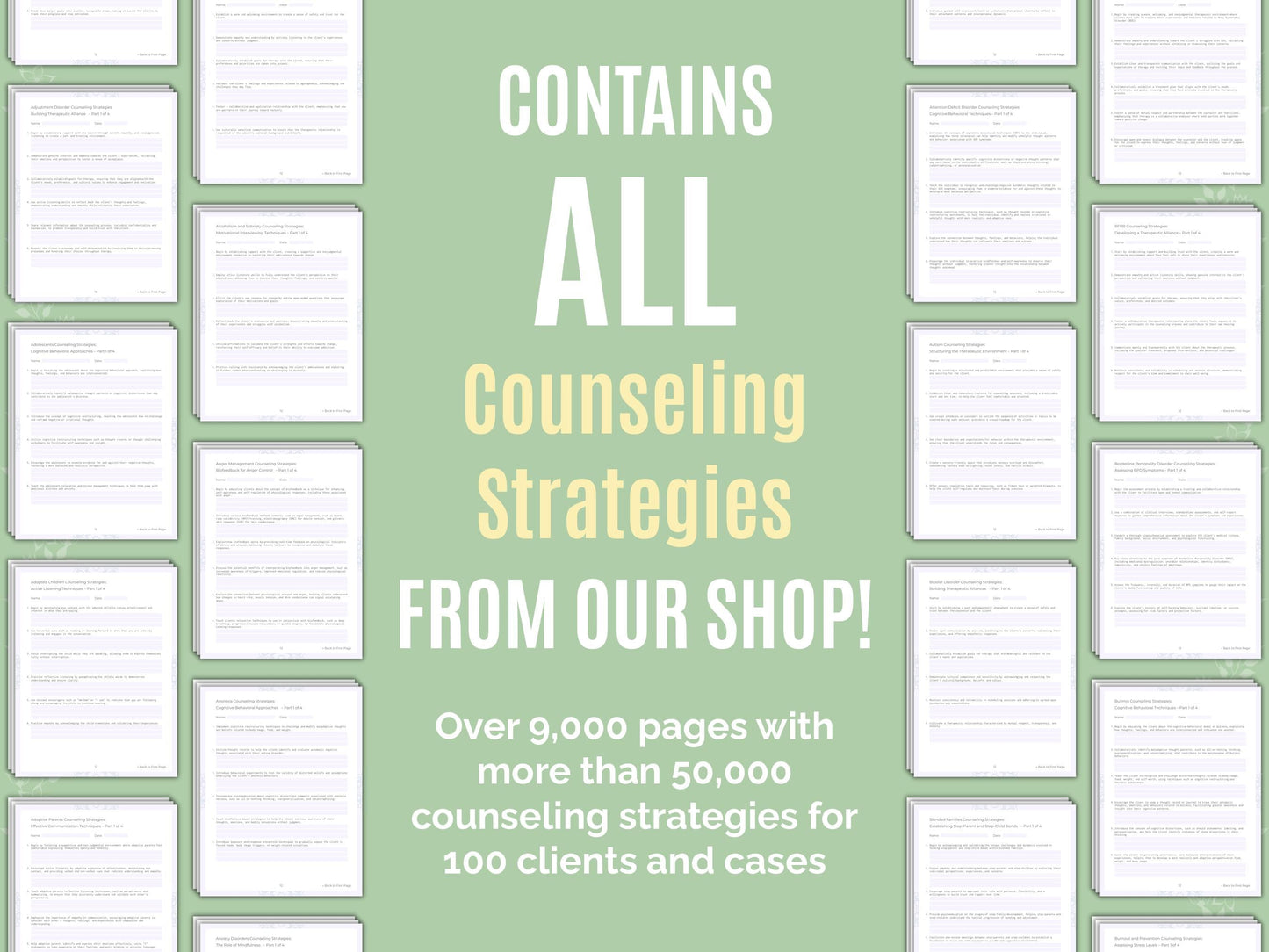 Counseling Strategies Therapist Worksheets