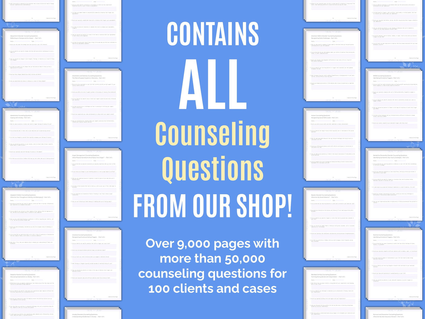 Counseling Questions Therapist Worksheets