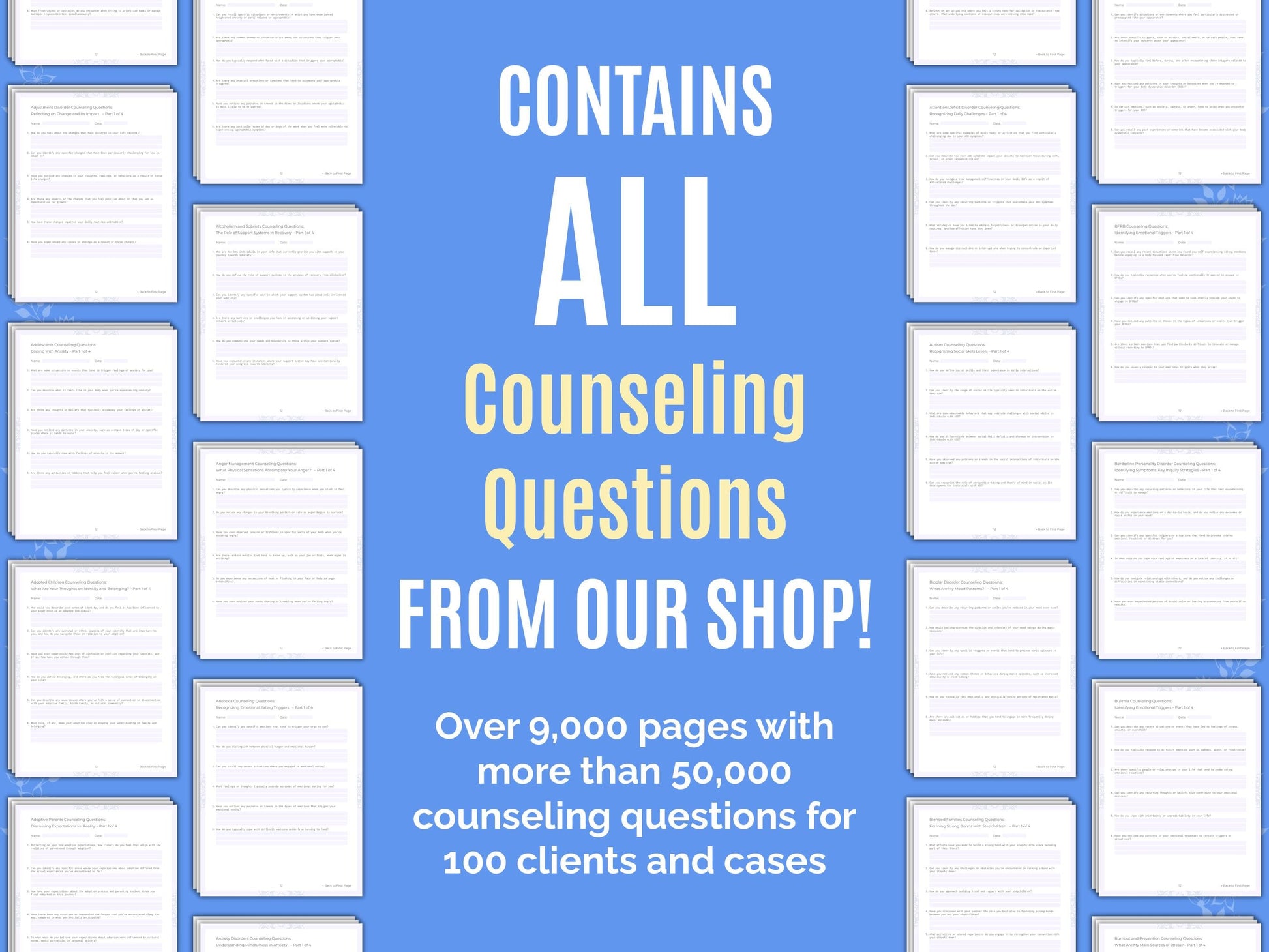 Counseling Questions Therapist Worksheets