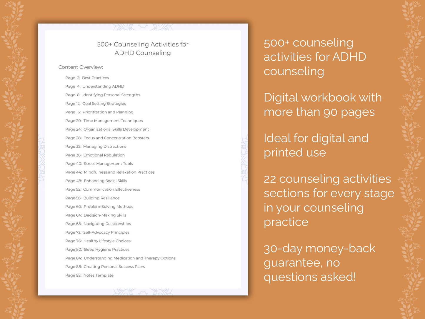 ADHD Counseling Therapist Worksheets