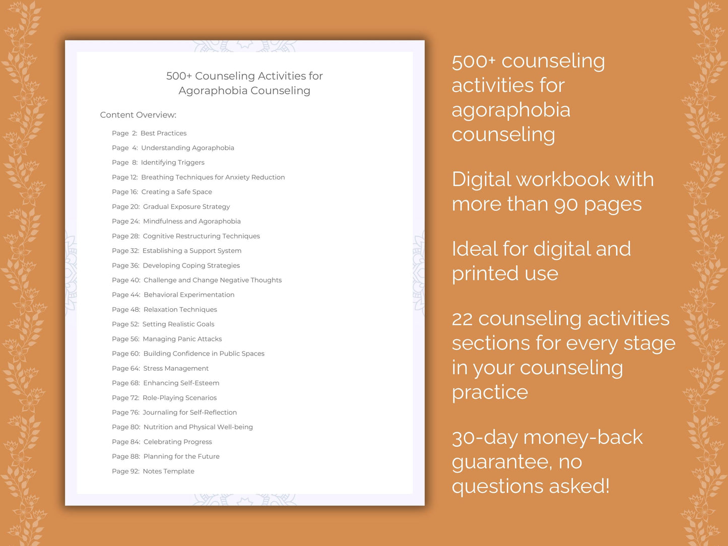 Agoraphobia Counseling Therapist Worksheets