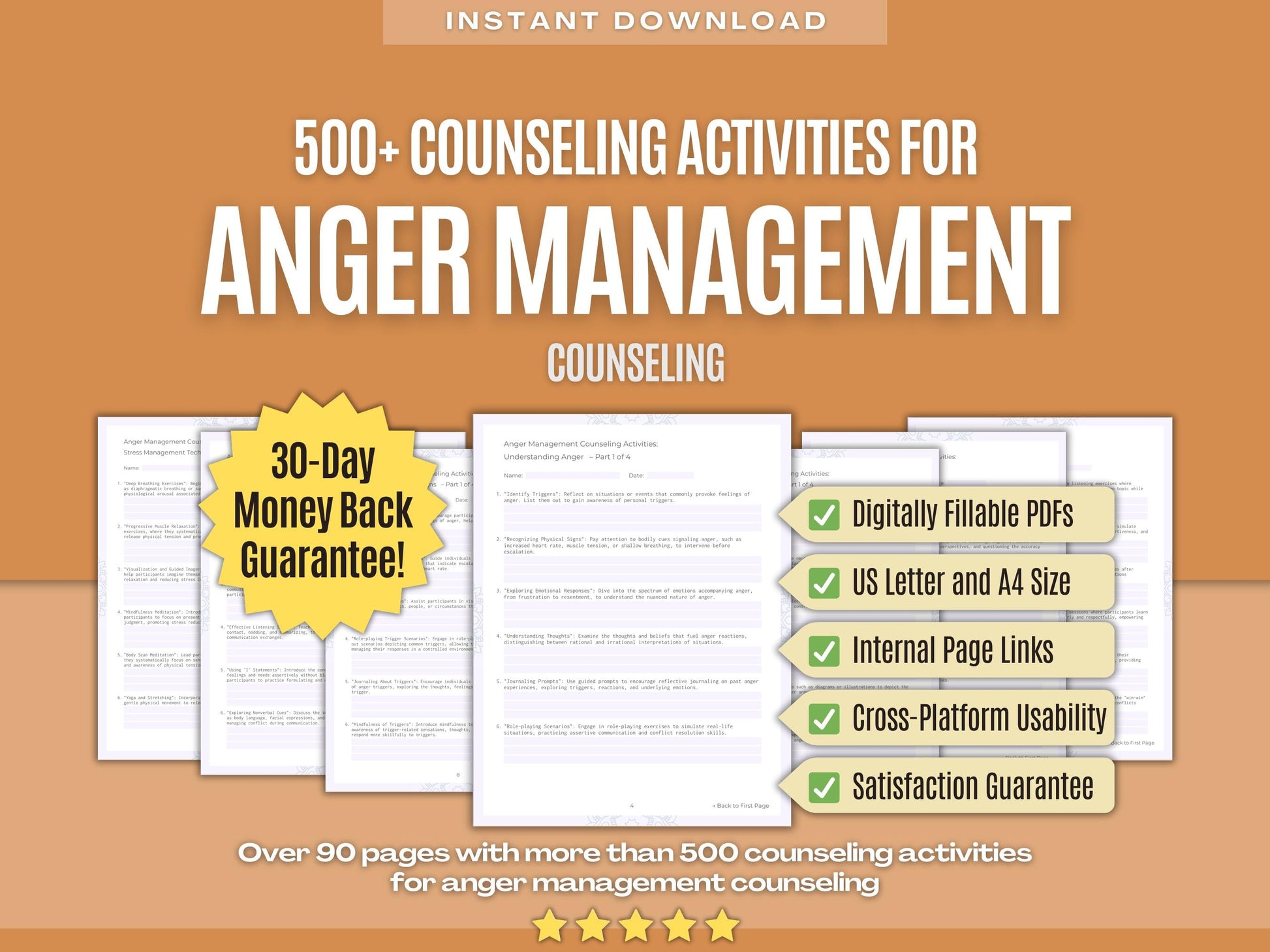 Anger Management Counseling Psychology Workbooks