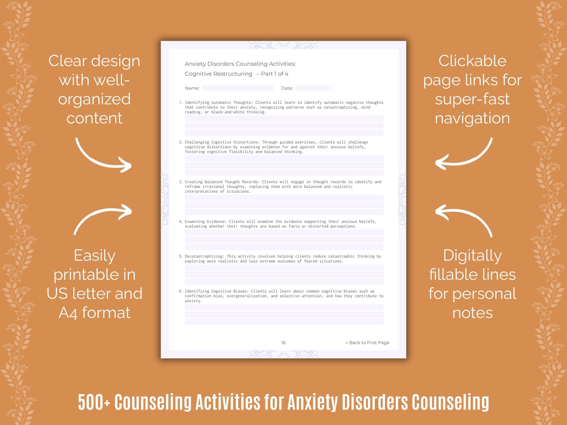 Anxiety Disorders Counseling Counseling Templates