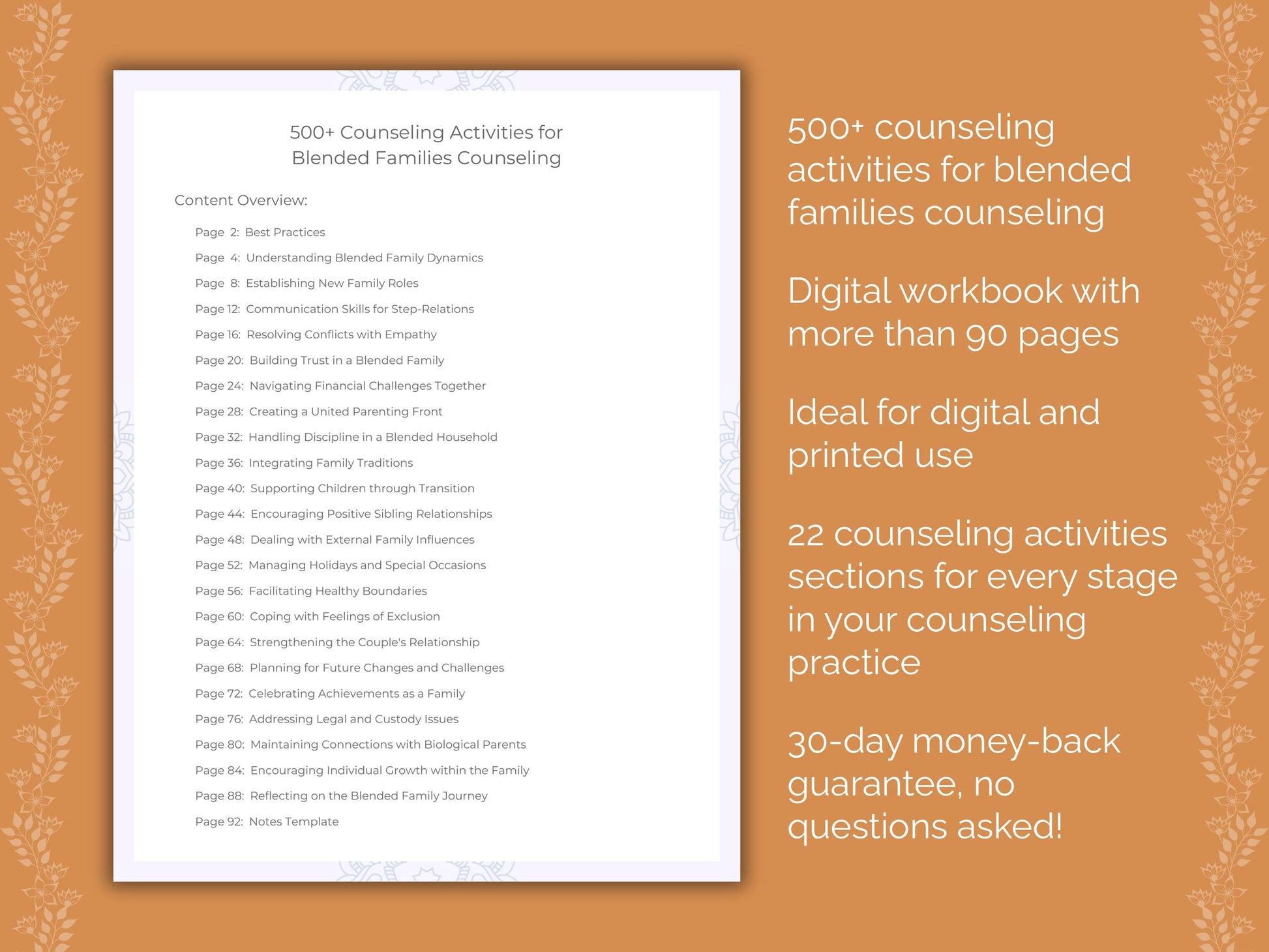 Blended Families Counseling Therapist Worksheets