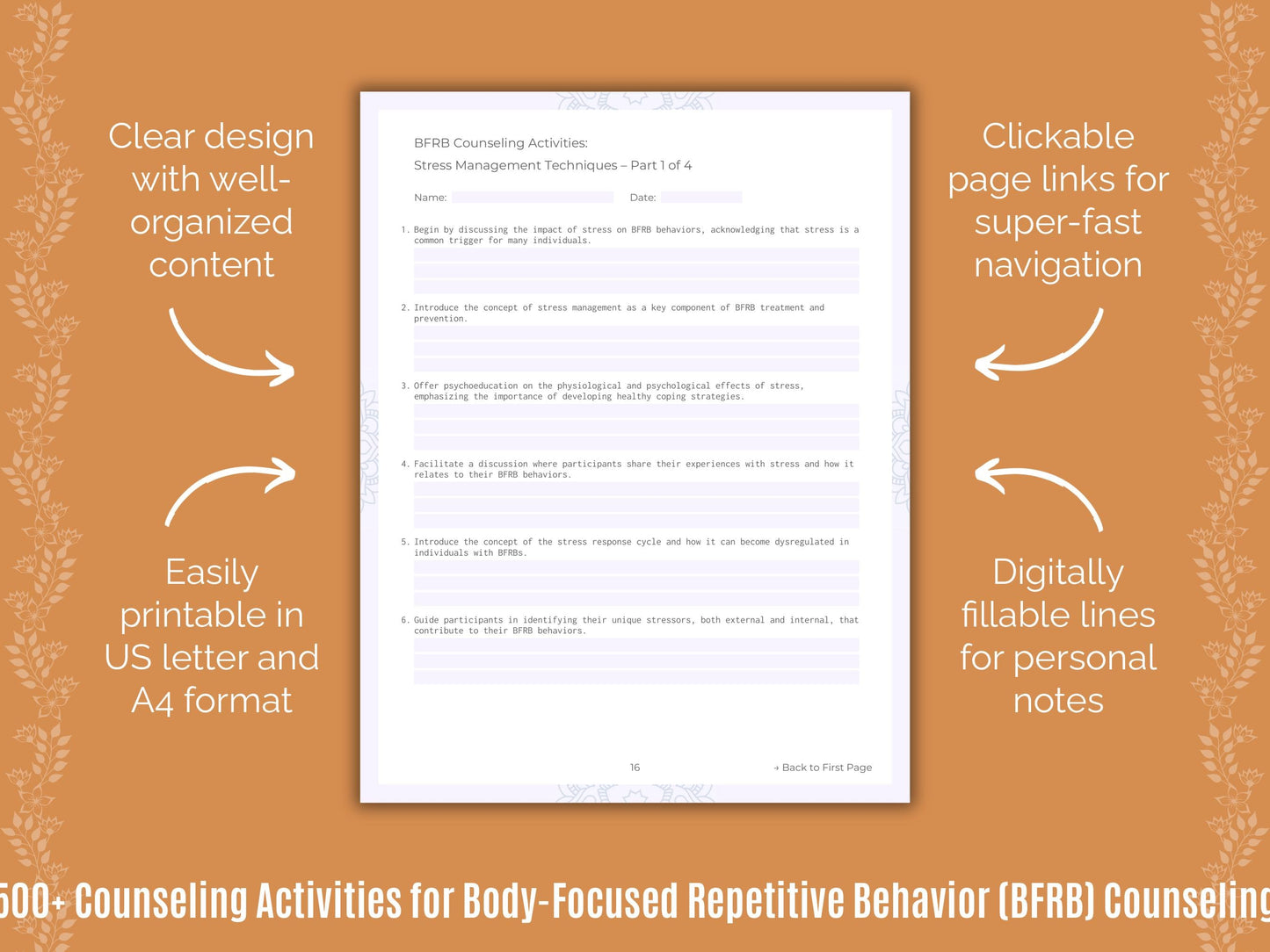 Body-Focused Repetitive Behavior (BFRB) Counseling Counseling Templates