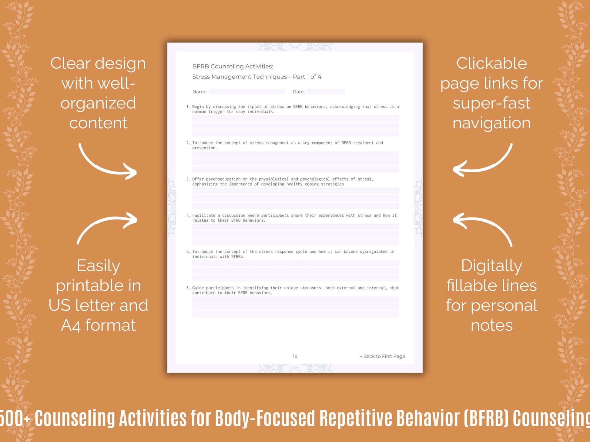 Body-Focused Repetitive Behavior (BFRB) Counseling Counseling Templates