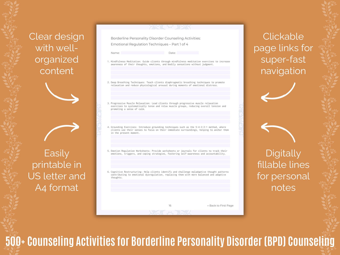 Borderline Personality Disorder (BPD) Counseling Counseling Templates