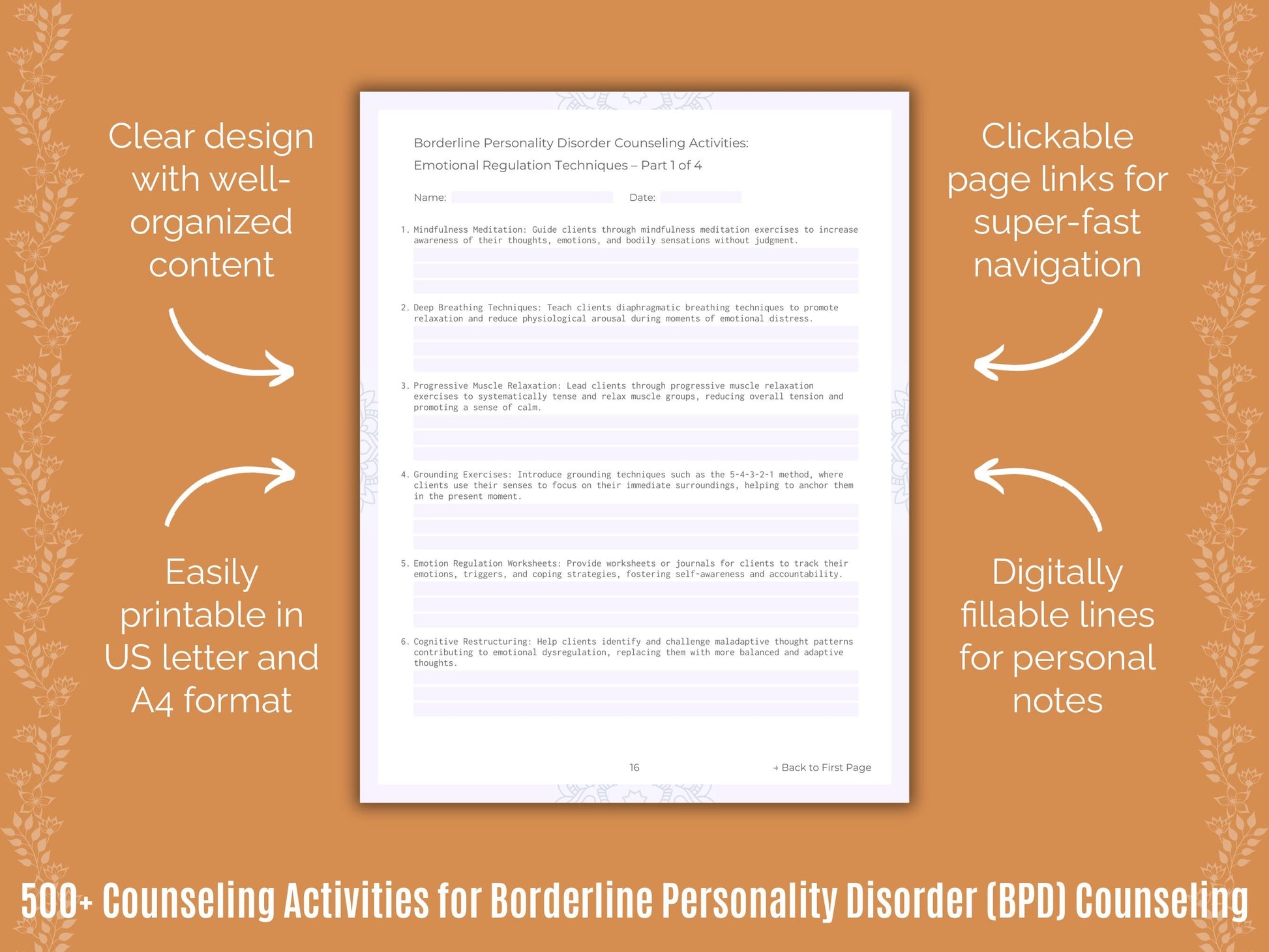 Borderline Personality Disorder (BPD) Counseling Counseling Templates