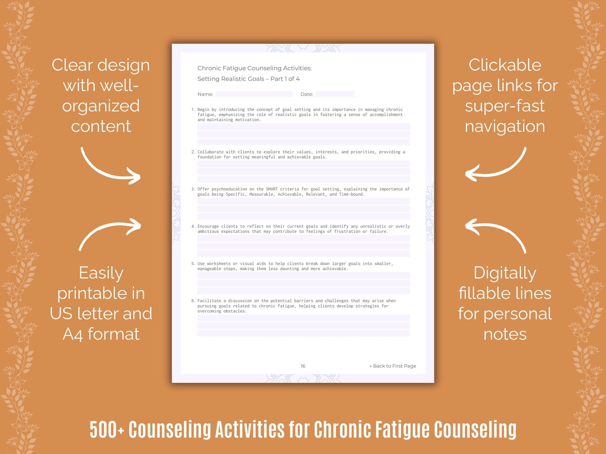 Chronic Fatigue Counseling Counseling Templates