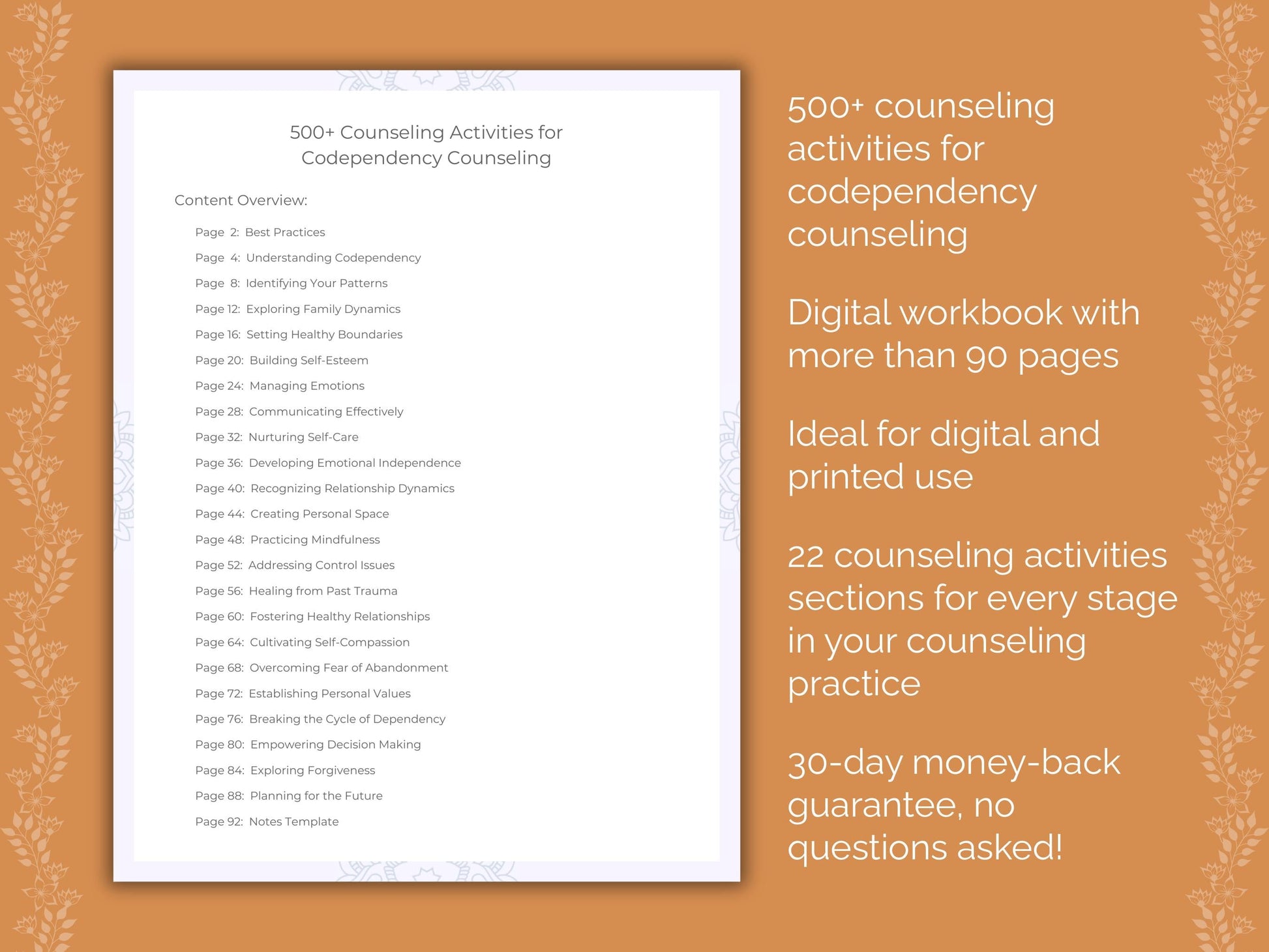 Codependency Counseling Therapist Worksheets