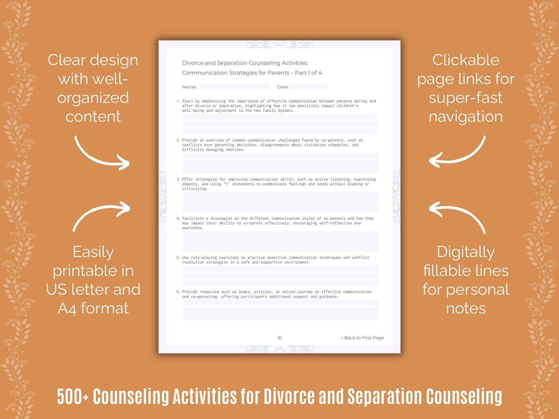 Divorce and Separation Counseling Counseling Templates