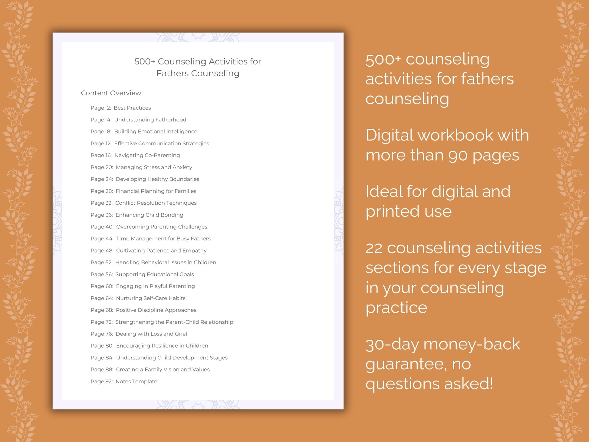 Fathers Counseling Therapist Worksheets