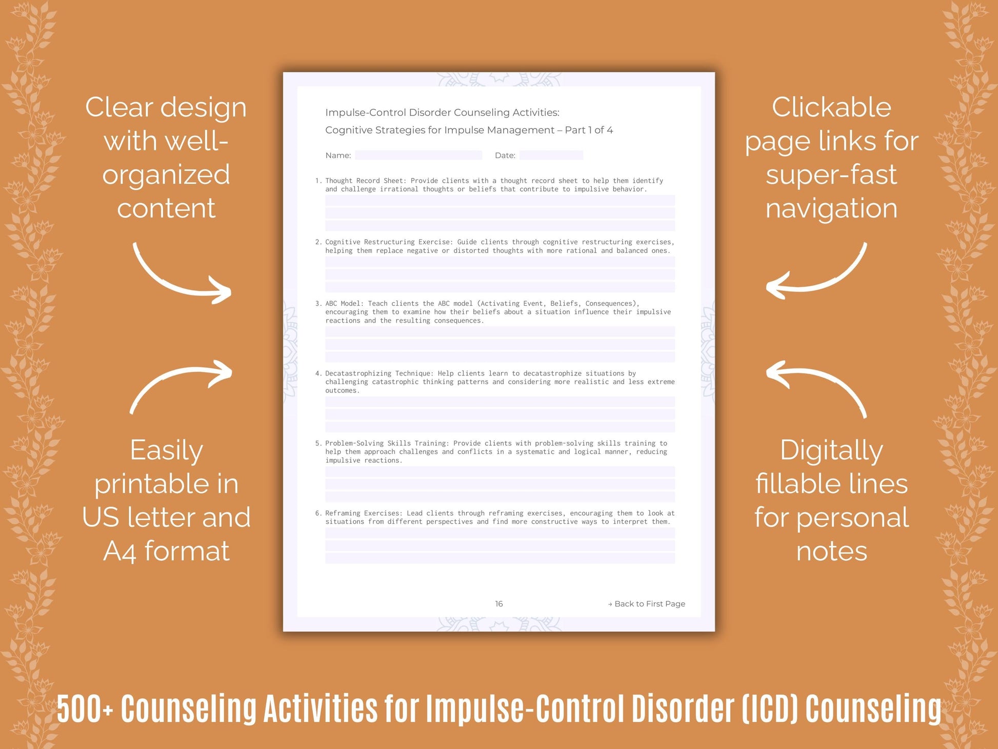 Impulse-Control Disorder (ICD) Counseling Counseling Templates